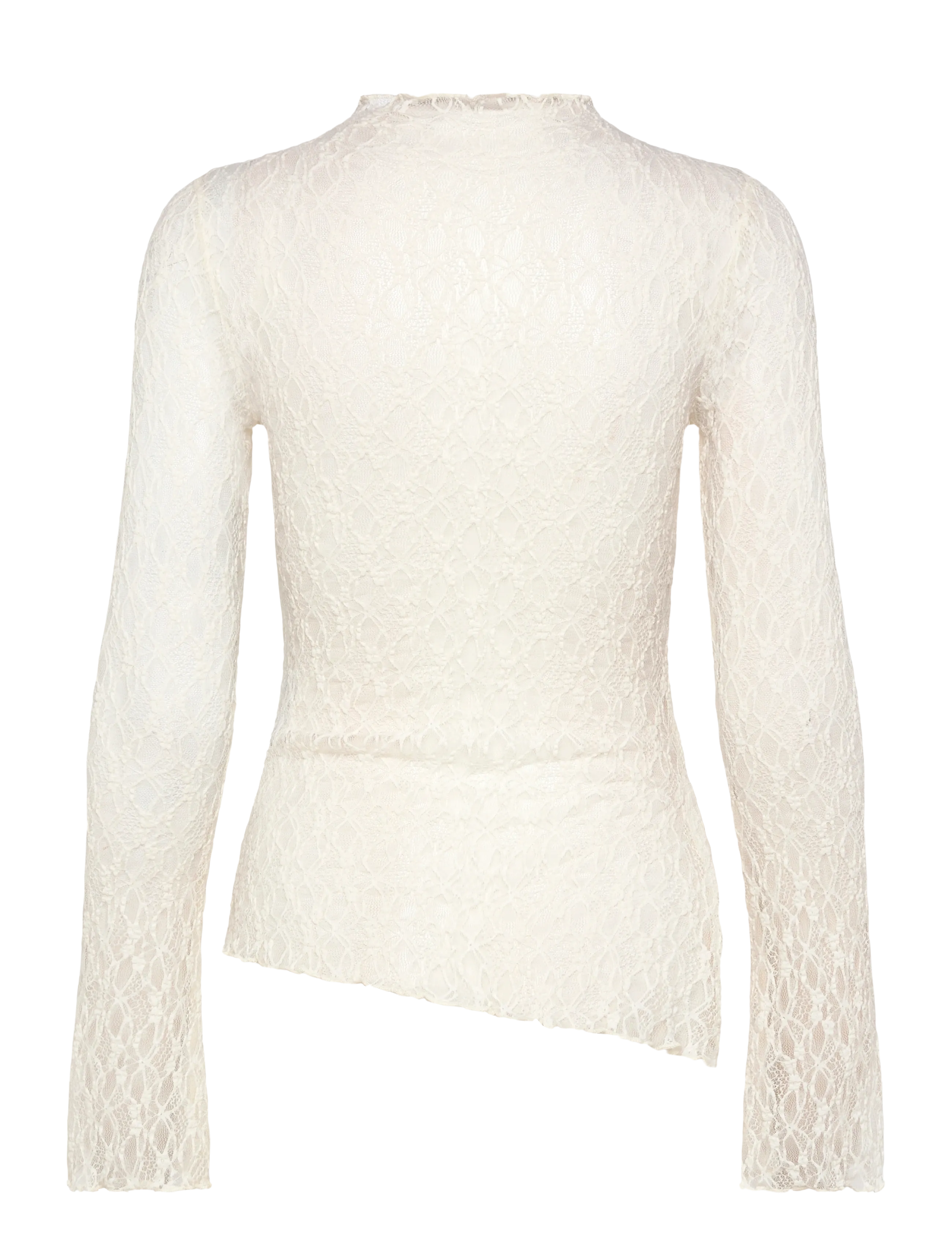 Gina Tricot - Asymmetric lace top - långärmade toppar - offwhite (1420) - 2
