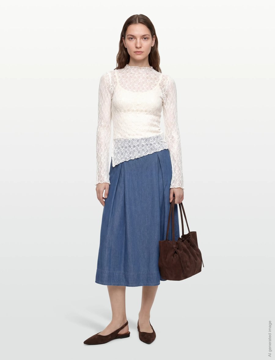 Gina Tricot - Asymmetric lace top - topy z długimi rękawami - offwhite (1420) - 0