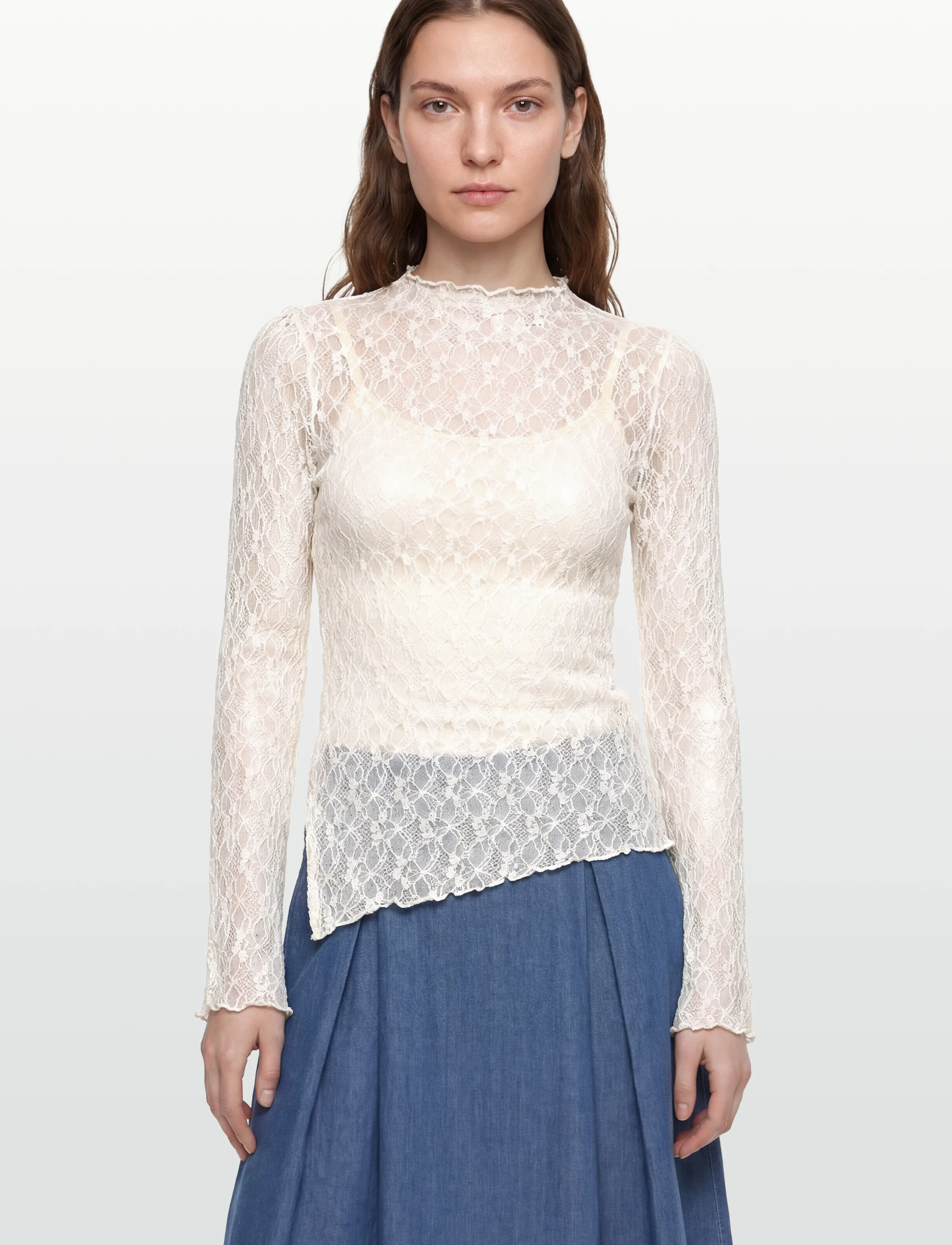 Gina Tricot - Asymmetric lace top - topy z długimi rękawami - offwhite (1420) - 3