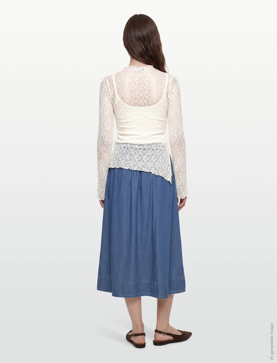 Gina Tricot - Asymmetric lace top - topy z długimi rękawami - offwhite (1420) - 4