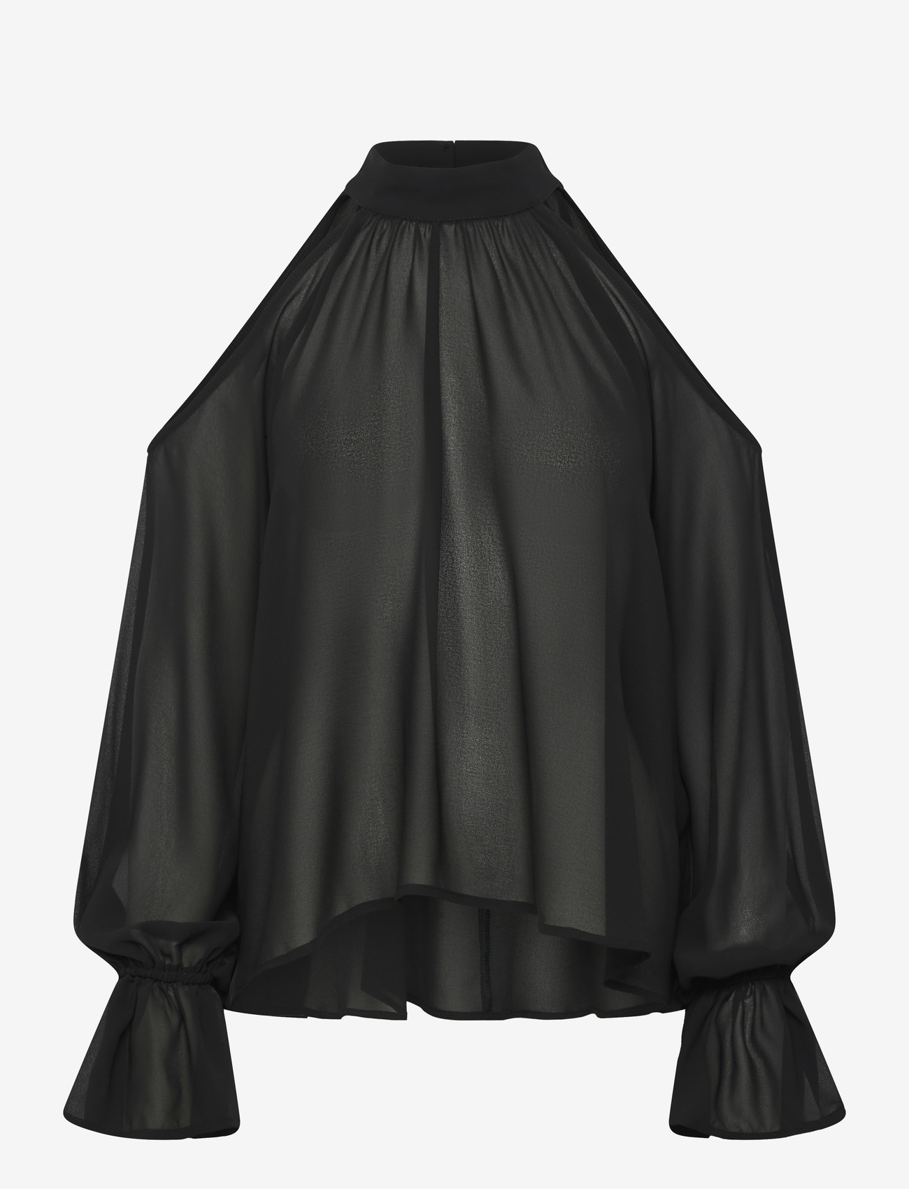 Gina Tricot - Boho chiffong blouse - langærmede bluser - black (9000) - 1