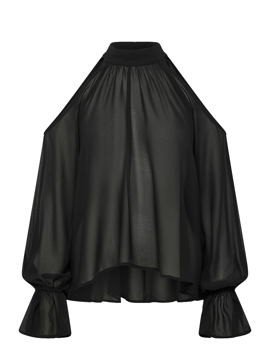 Gina Tricot - Boho chiffong blouse - langærmede bluser - black (9000) - 1