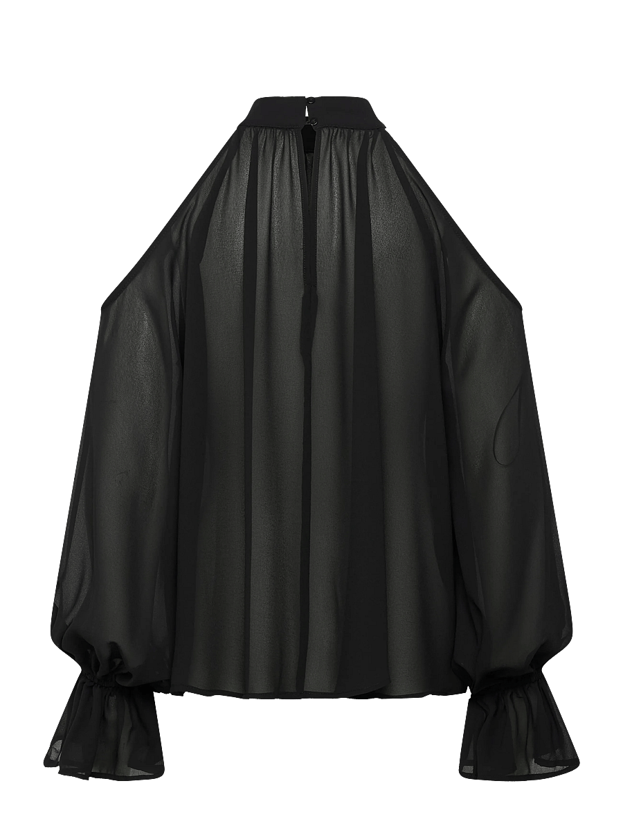 Gina Tricot - Boho chiffong blouse - langærmede bluser - black (9000) - 2
