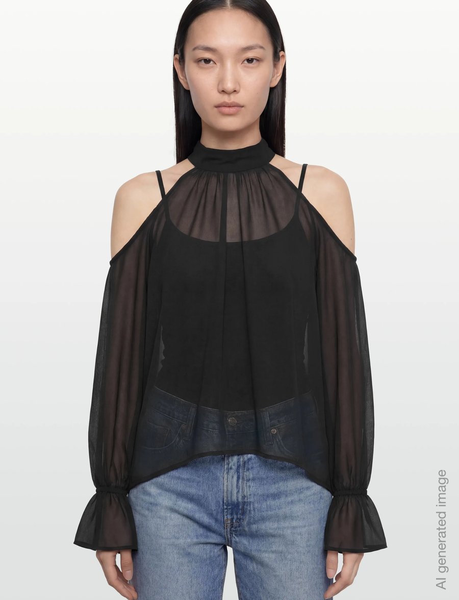 Gina Tricot - Boho chiffong blouse - langærmede bluser - black (9000) - 3