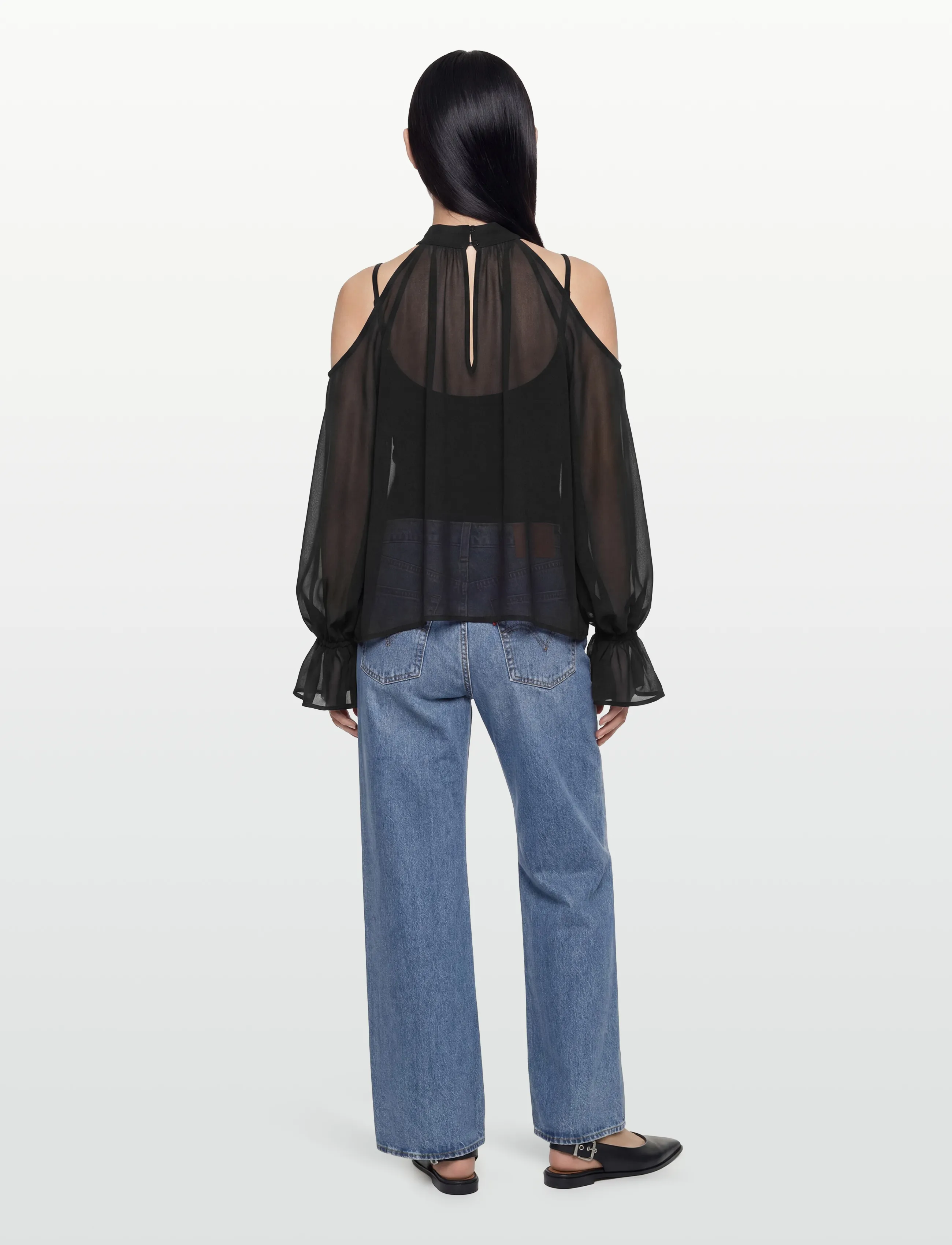 Gina Tricot - Boho chiffong blouse - pikkade varrukatega pluusid - black (9000) - 4