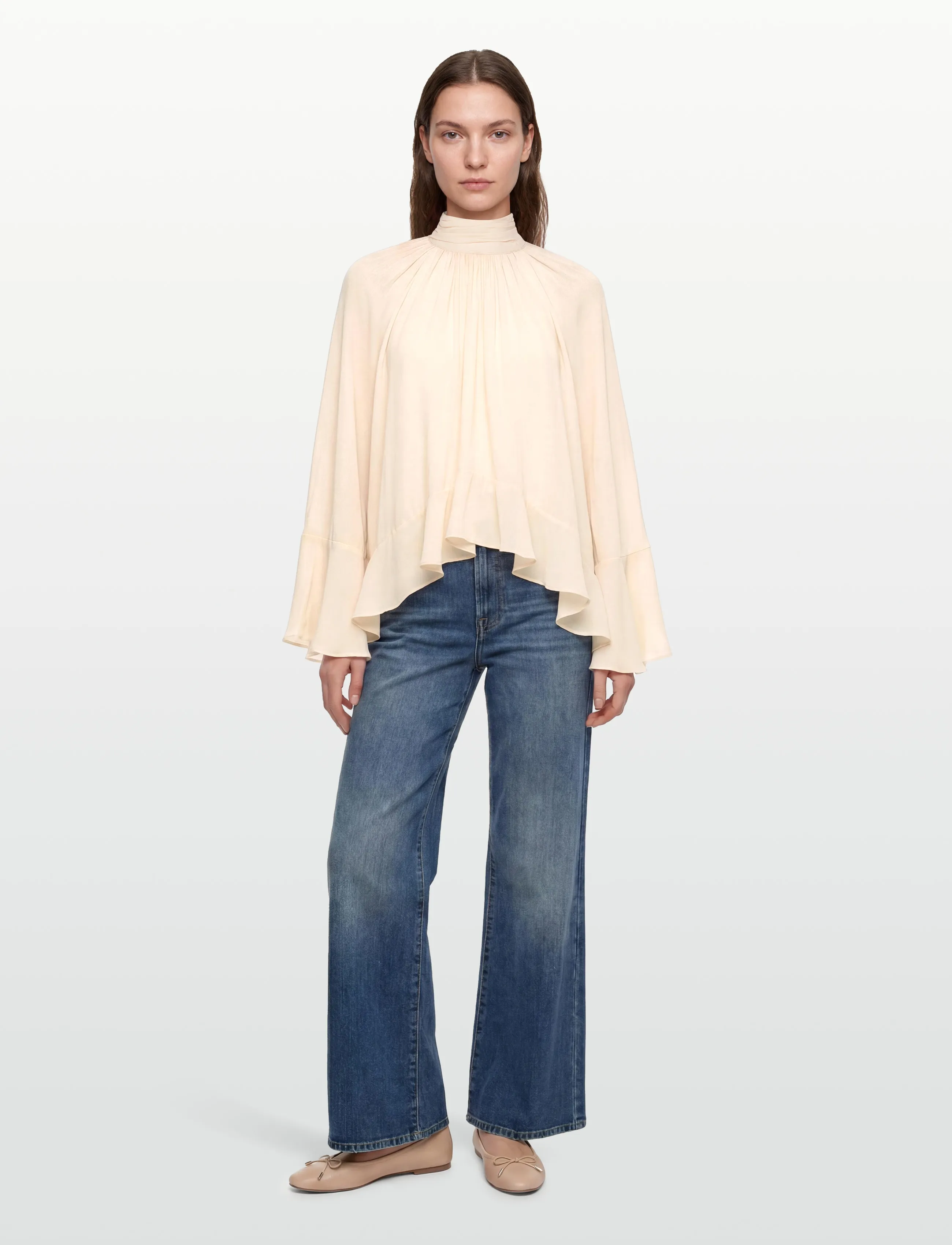 Gina Tricot Boho frill blouse - Long sleeved blouses - PEACH (2560) / pink/rose