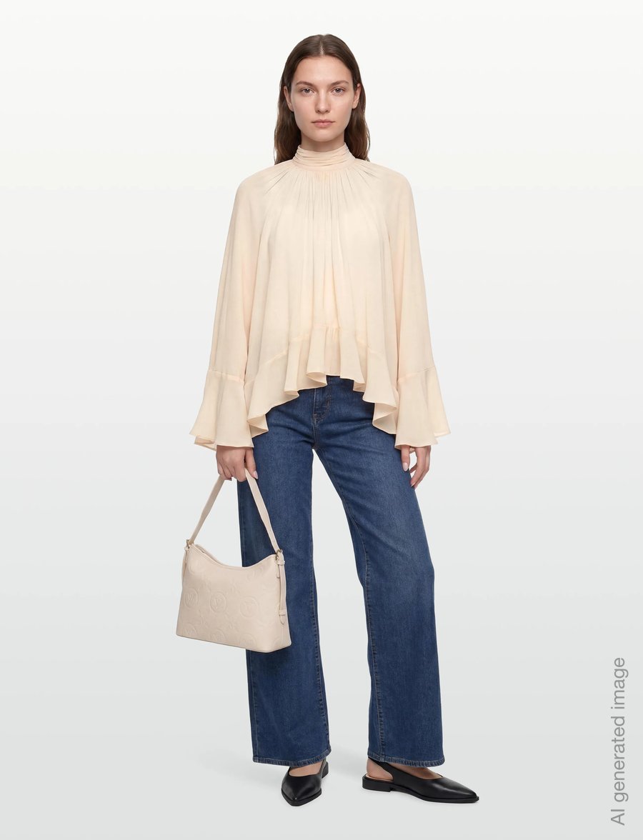 Gina Tricot - Boho frill blouse - long sleeved blouses - peach (2560) - 0