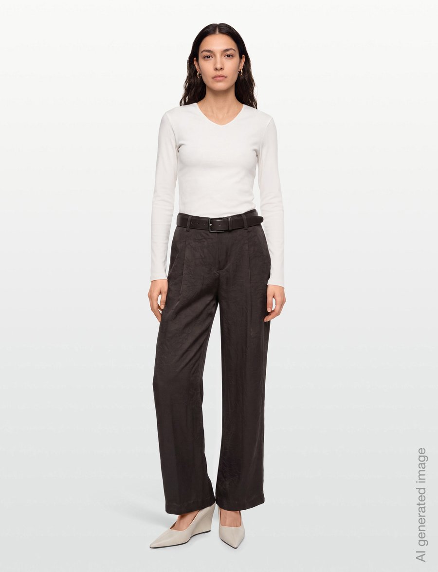 Gina Tricot - Pleated satin trousers - vida byxor - dark brown (7180) - 0