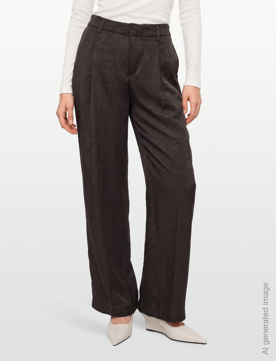 Gina Tricot - Pleated satin trousers - vida byxor - dark brown (7180) - 3