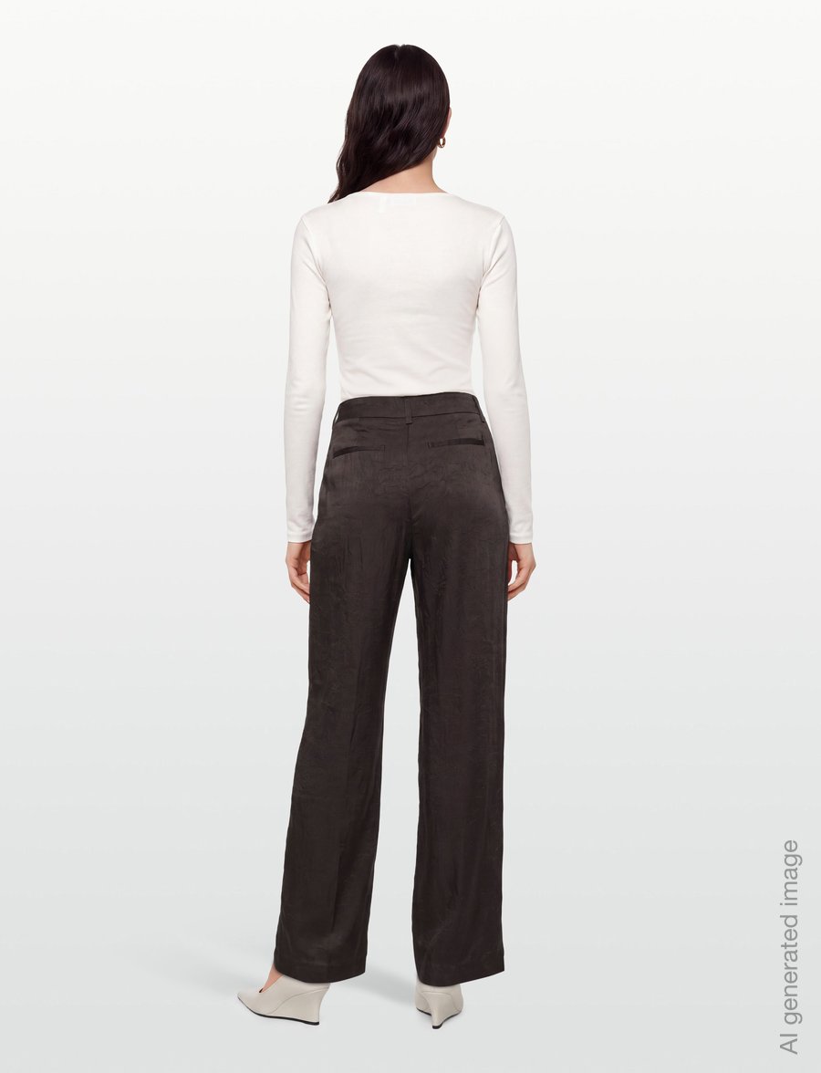 Gina Tricot - Pleated satin trousers - vida byxor - dark brown (7180) - 4