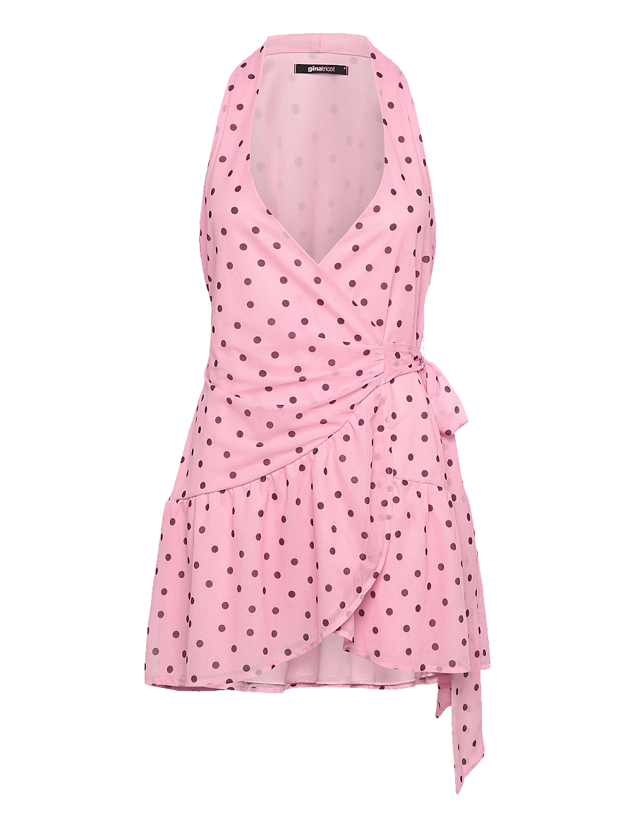 Gina Tricot - Sheer wrap dress - sommerkjoler - pink dot - 0