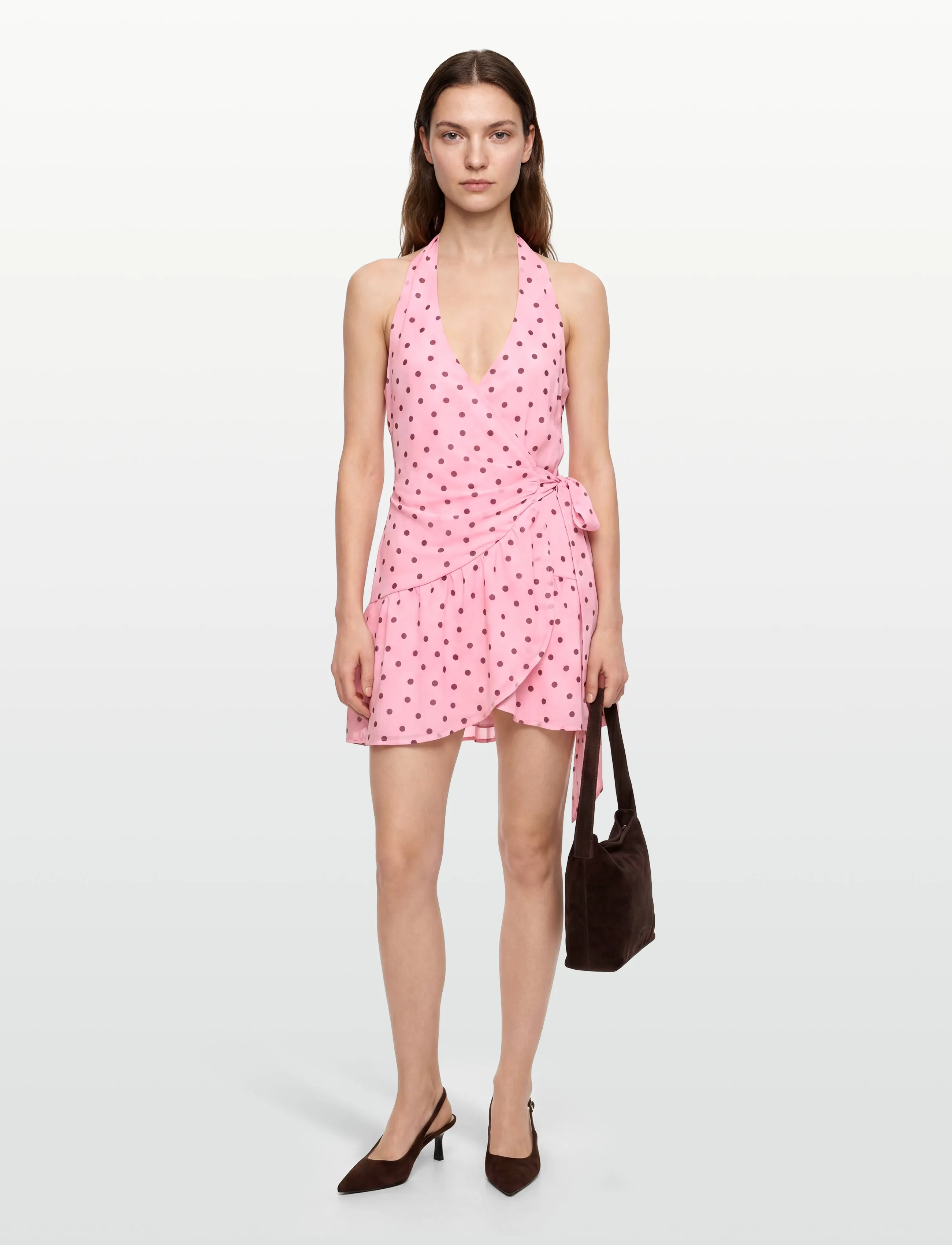 Gina Tricot Sheer Wrap Dress, XL, Dresses, Rosa - Short Frauen