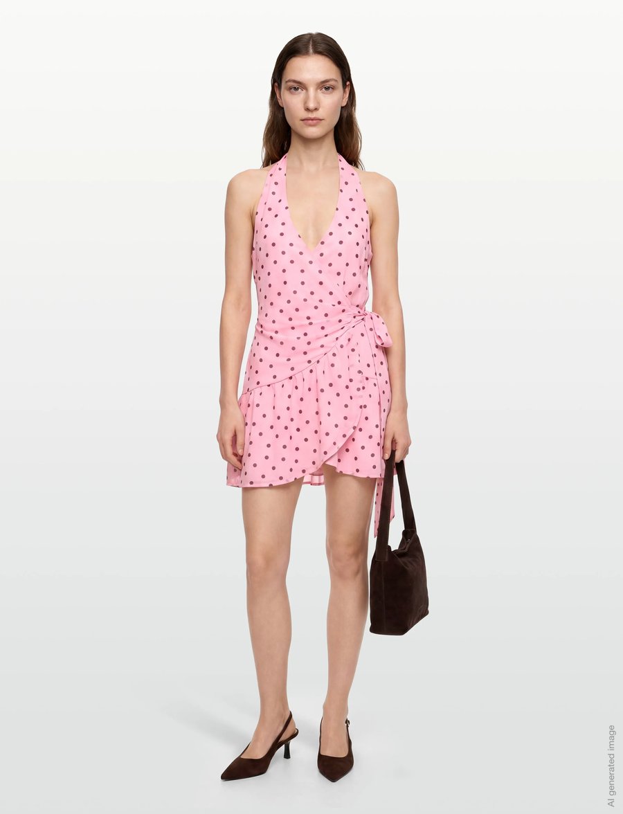 Gina Tricot - Sheer wrap dress - sommerkjoler - pink dot - 0