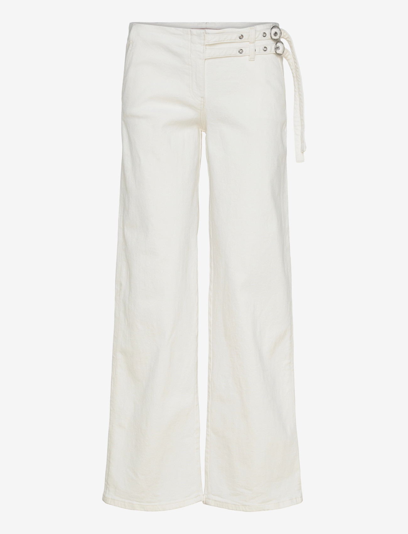 Gina Tricot - Booty belted jeans - brede jeans - offwhite - 1