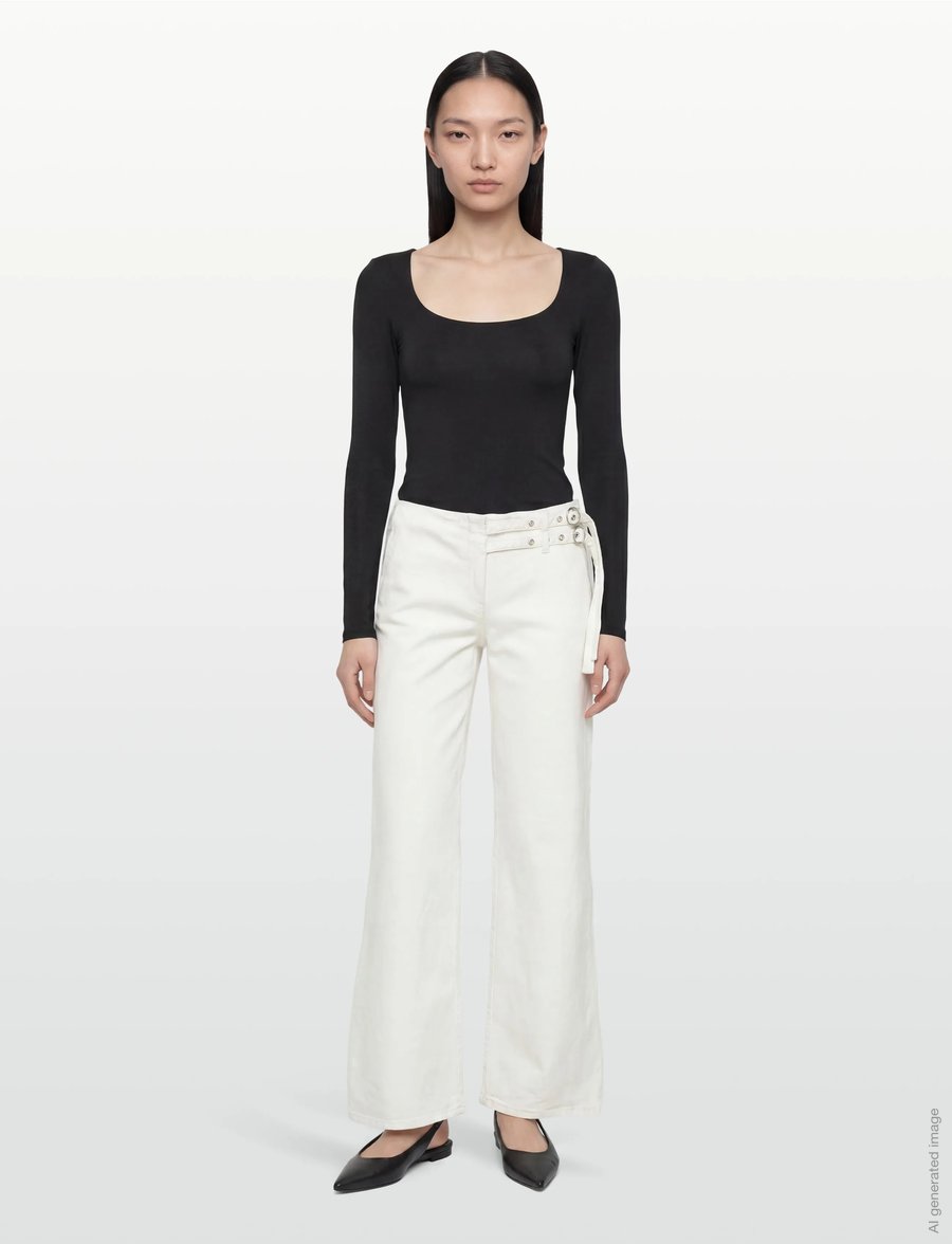 Gina Tricot - Booty belted jeans - vida jeans - offwhite - 0