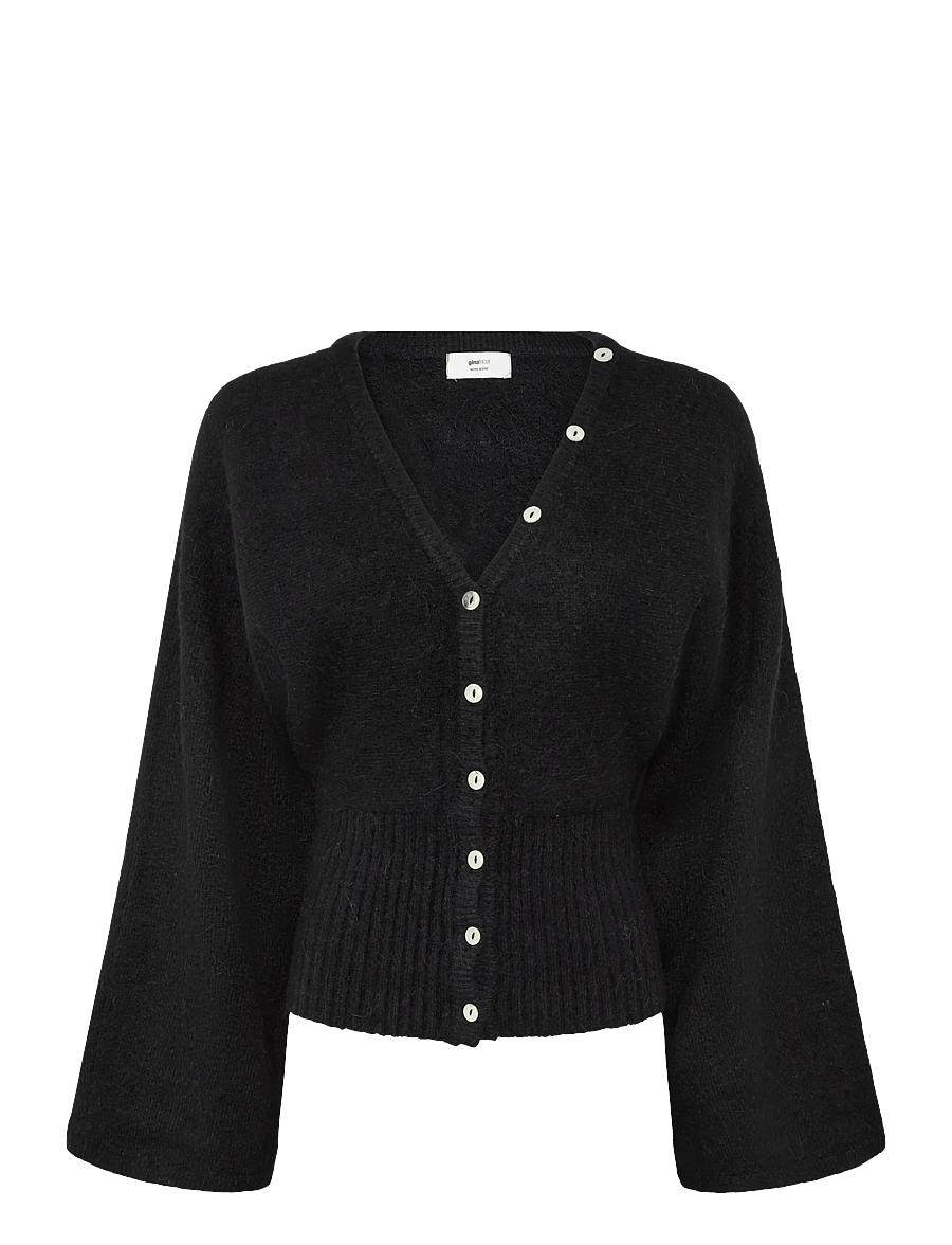 Gina Tricot - Fitted waist knitted cardigan - cardigans - black (9000) - 0