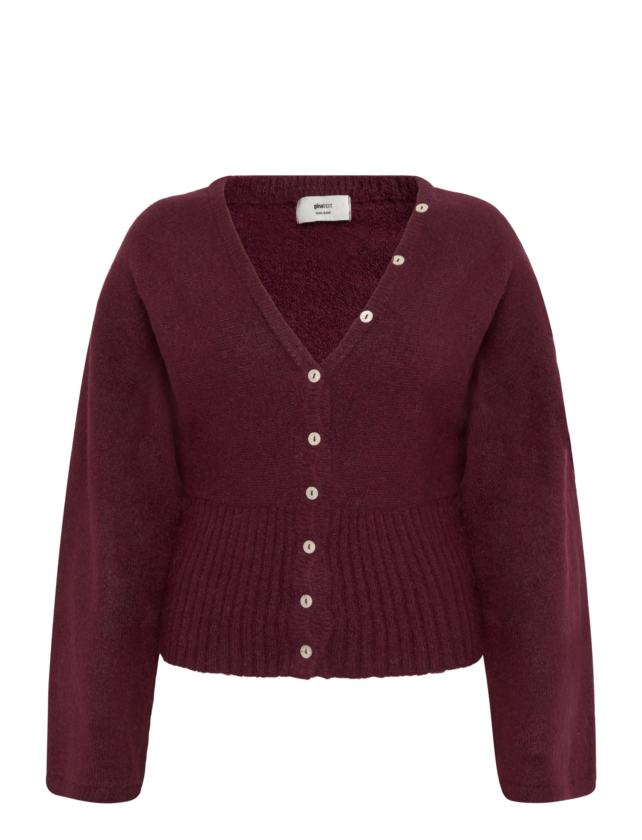 Gina Tricot Fitted waist knitted cardigan - Julegaver til kvinder - WINDSOR WINE / burgundy