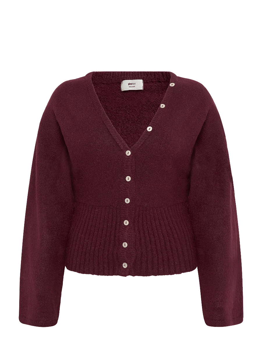 Gina Tricot - Fitted waist knitted cardigan - cardigans - windsor wine - 0