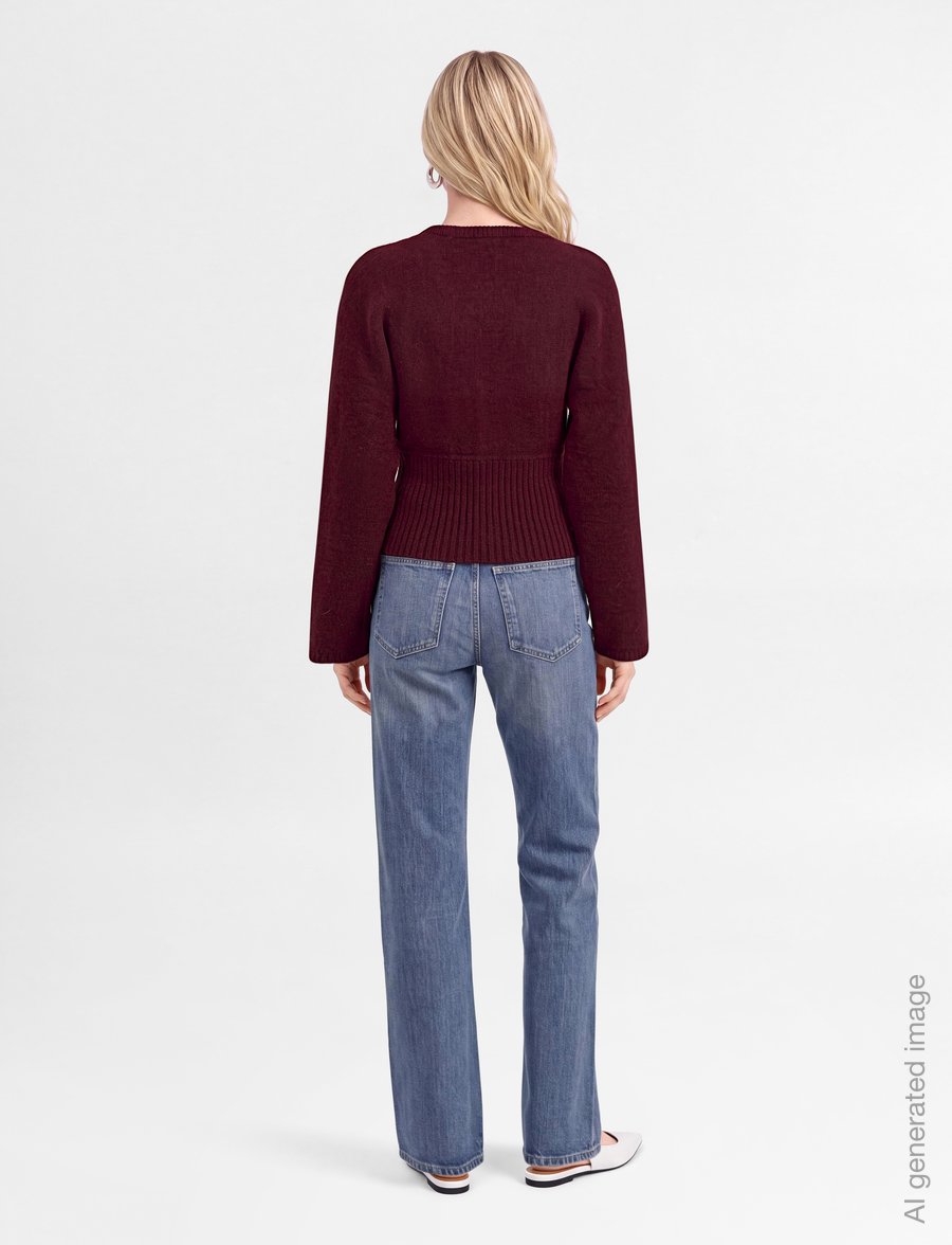 Gina Tricot - Fitted waist knitted cardigan - koftor - windsor wine - 4