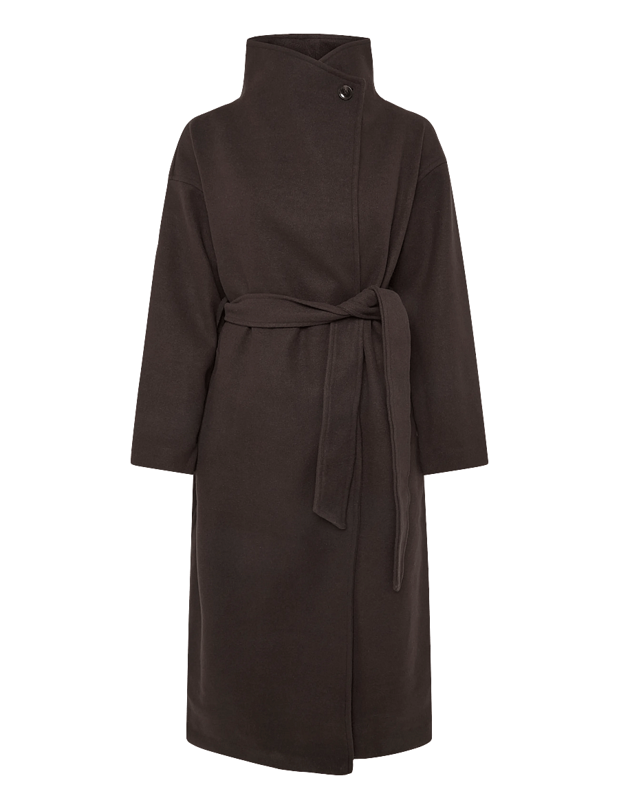 Gina Tricot - High neck wool blend coat - winter jackets - dark brown (7180) - 0