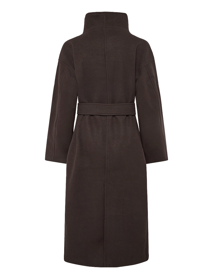 Gina Tricot - High neck wool blend coat - winter jackets - dark brown (7180) - 1