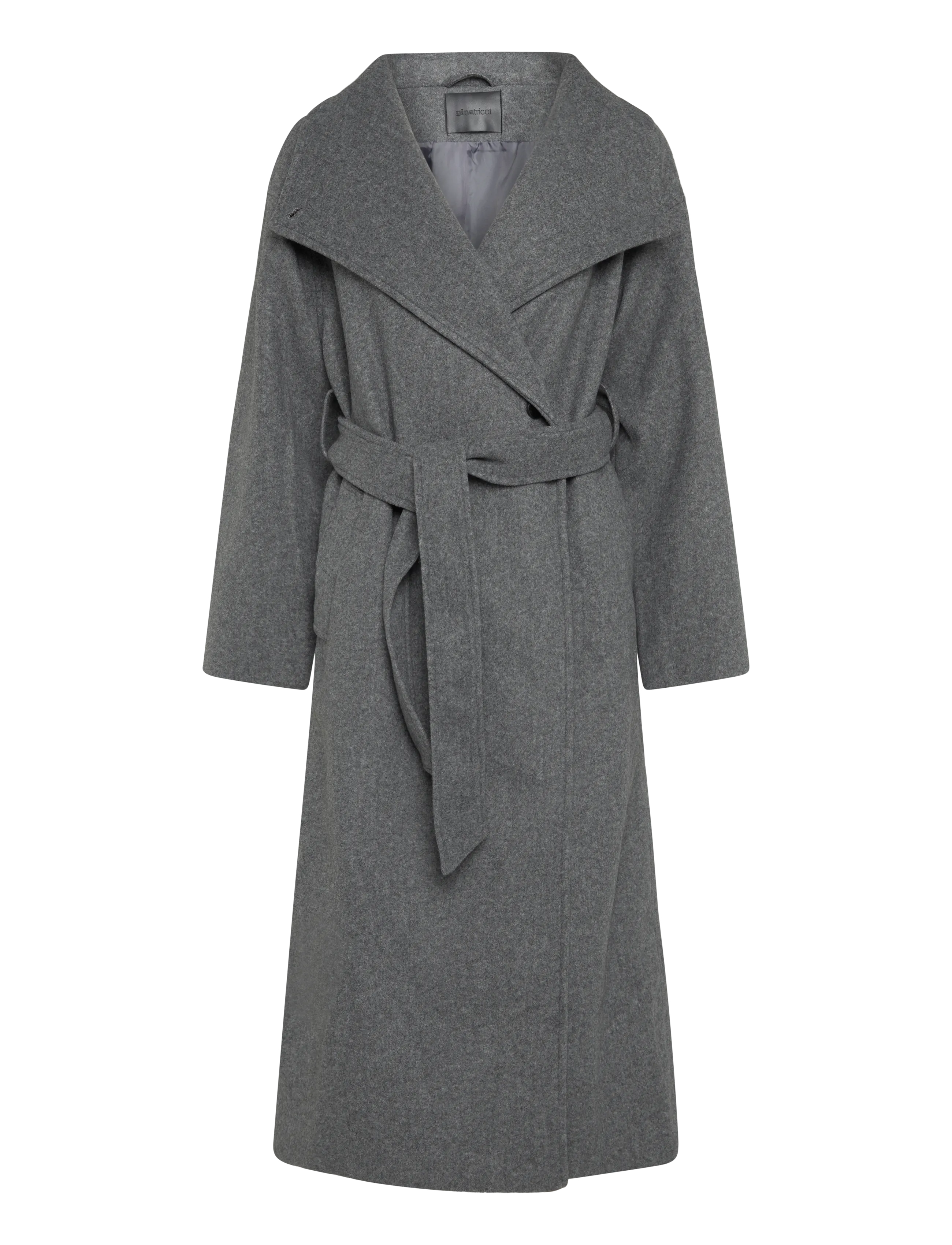 Gina Tricot High neck wool blend coat - Skandinavisk mode - GREY / grey