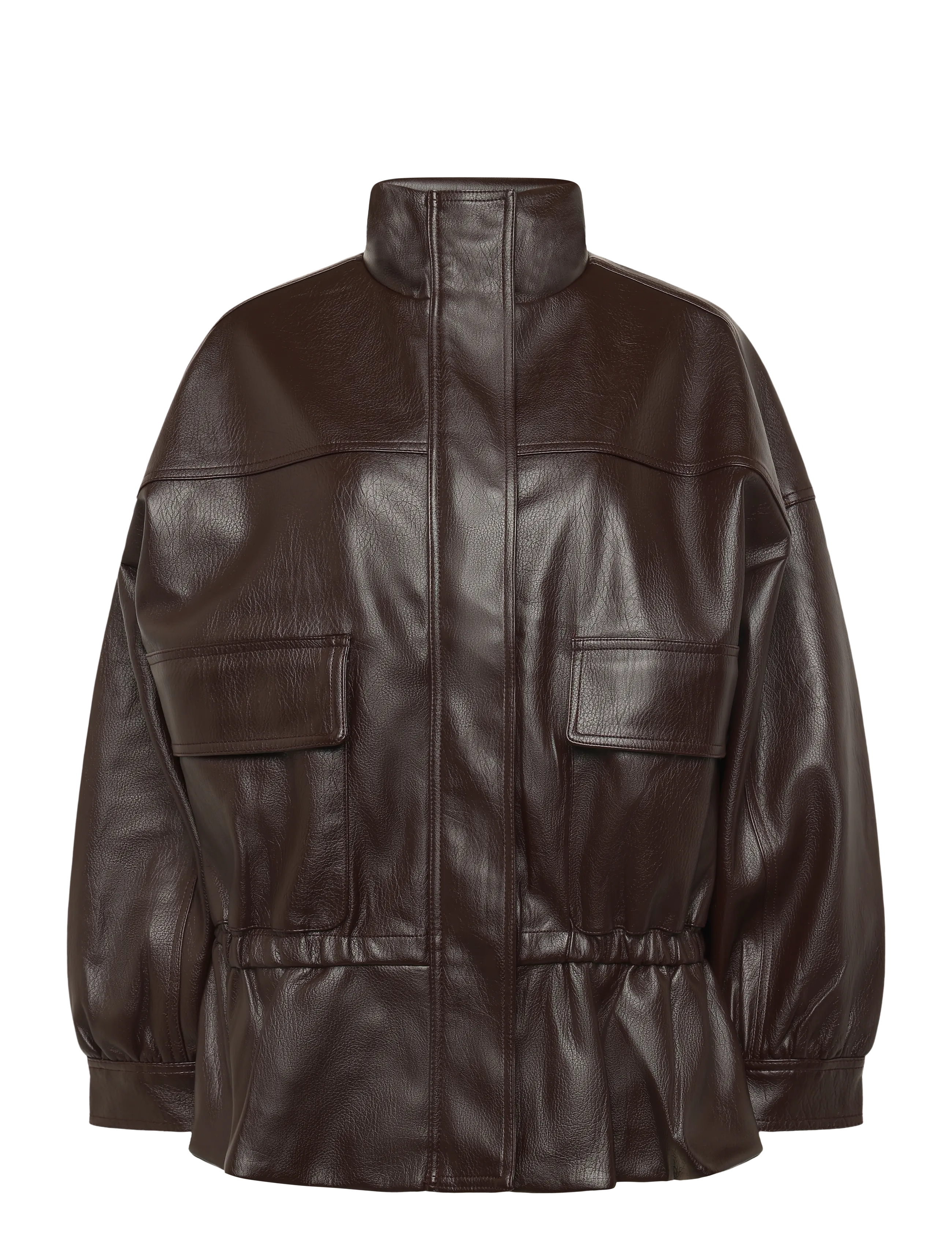 Gina Tricot Frill pu jacket - Leather jackets - DEEP PLUM / burgundy