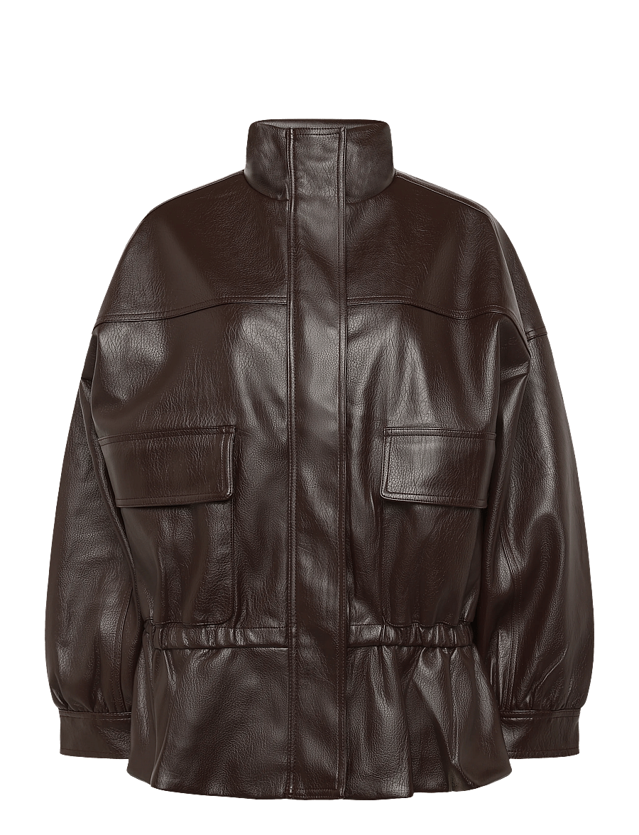 Gina Tricot - Frill pu jacket - leather jackets - deep plum - 0