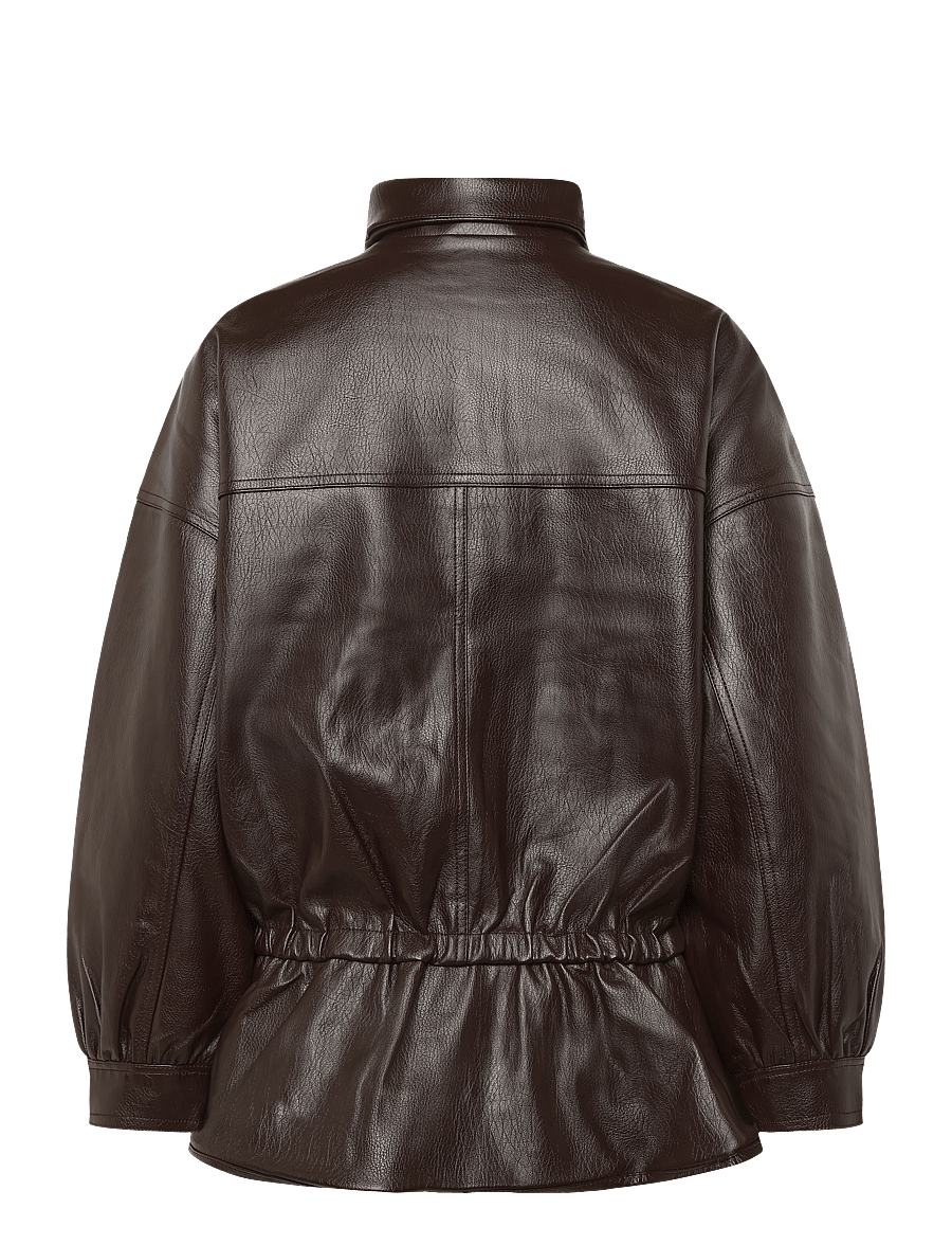 Gina Tricot - Frill pu jacket - leather jackets - deep plum - 1