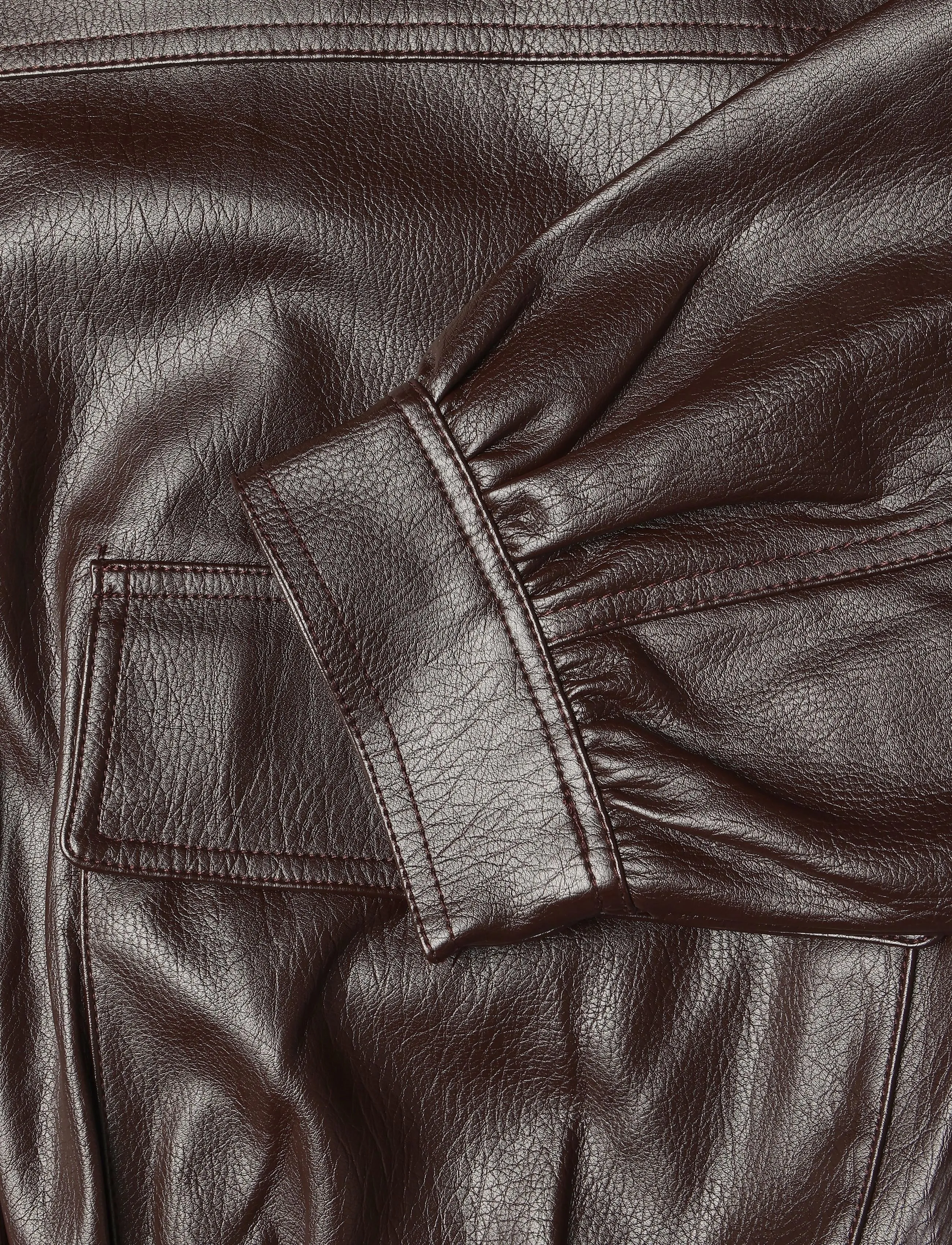 Gina Tricot - Frill pu jacket - leather jackets - deep plum - 3