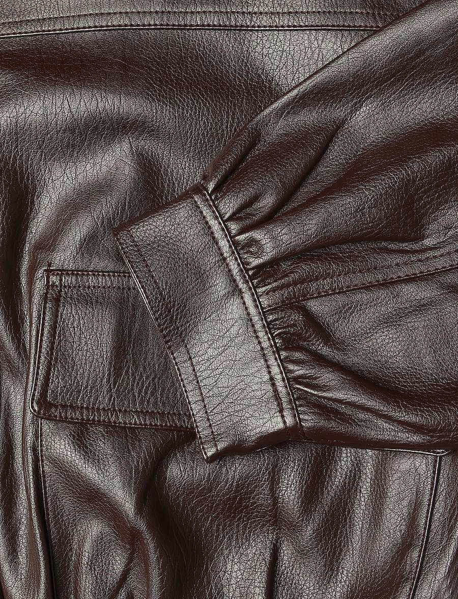 Gina Tricot - Frill pu jacket - leather jackets - deep plum - 3