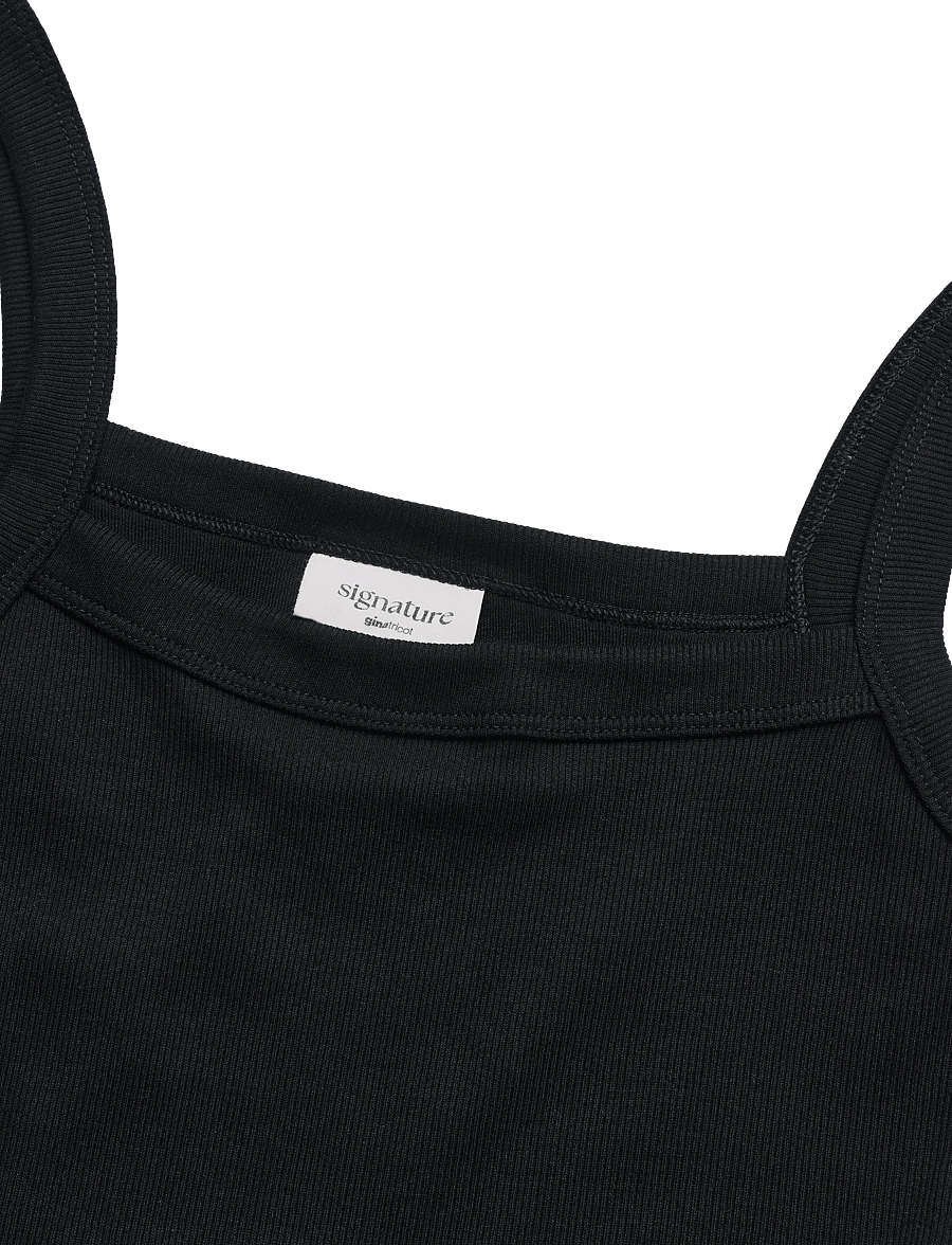 Gina Tricot - Tight fit rib singlet - varrukateta topid - black (9000) - 5