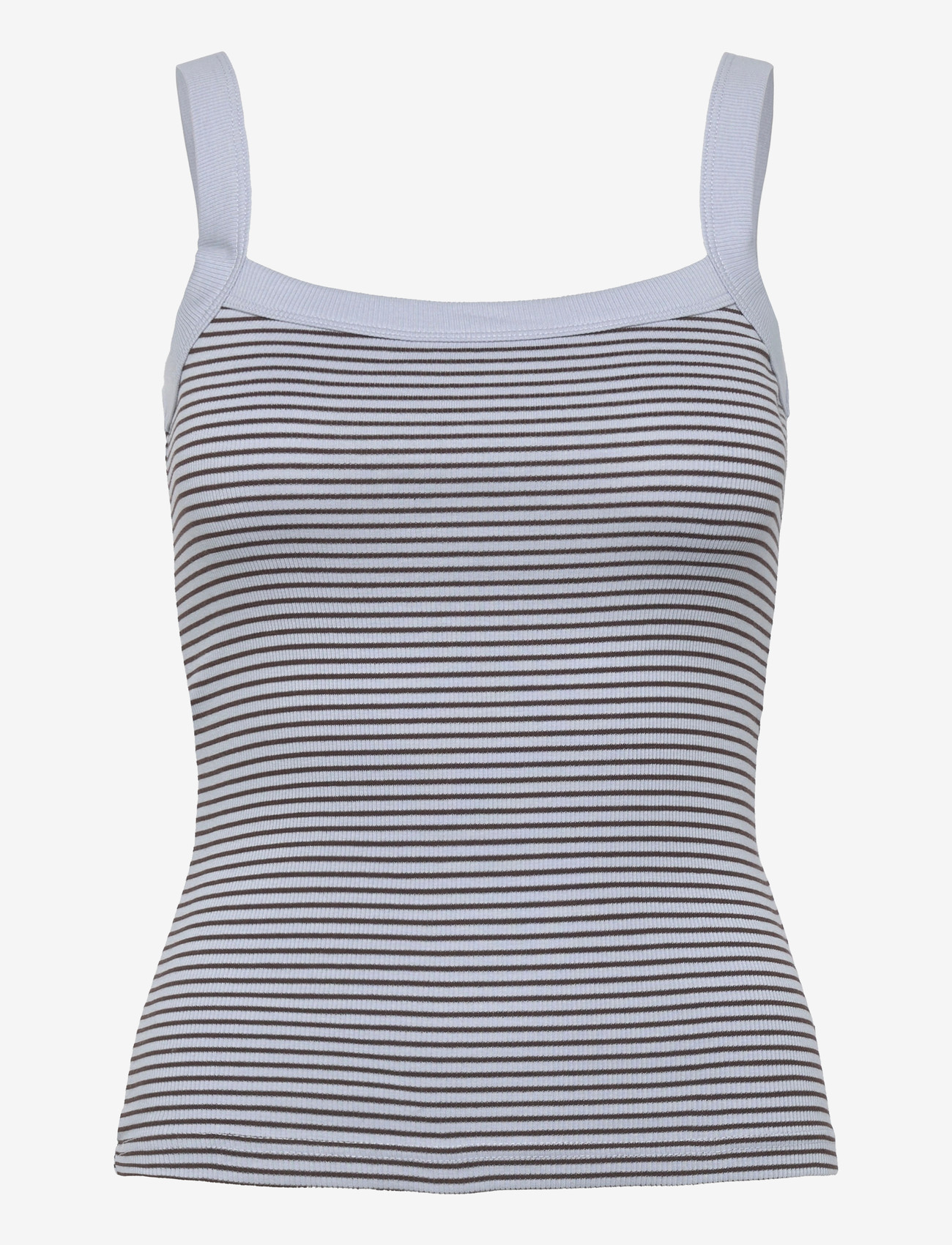 Gina Tricot - Tight fit rib singlet - tanktops - brown/blue stripe - 0