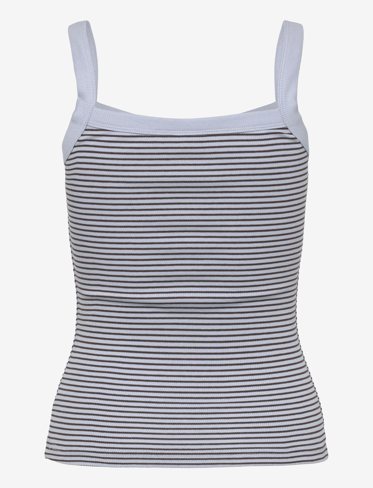 Gina Tricot - Tight fit rib singlet - tanktops - brown/blue stripe - 1
