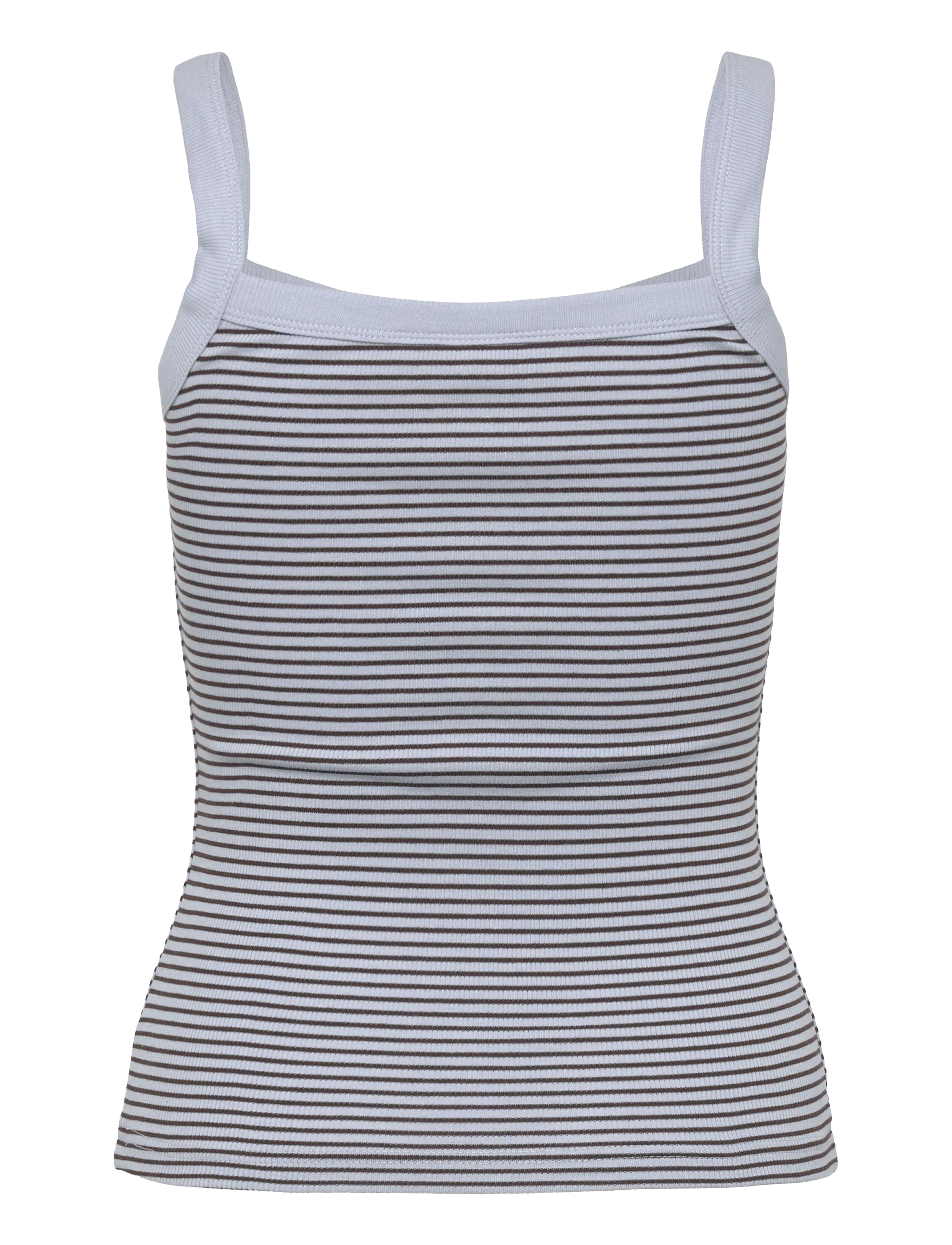 Gina Tricot - Tight fit rib singlet - topid ja varrukateta alussärgid - brown/blue stripe - 1