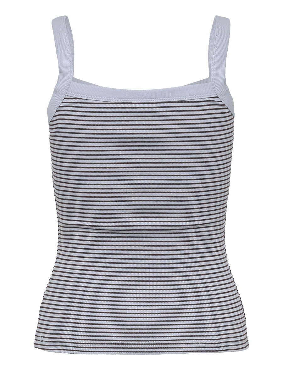 Gina Tricot - Tight fit rib singlet - tanktops - brown/blue stripe - 1