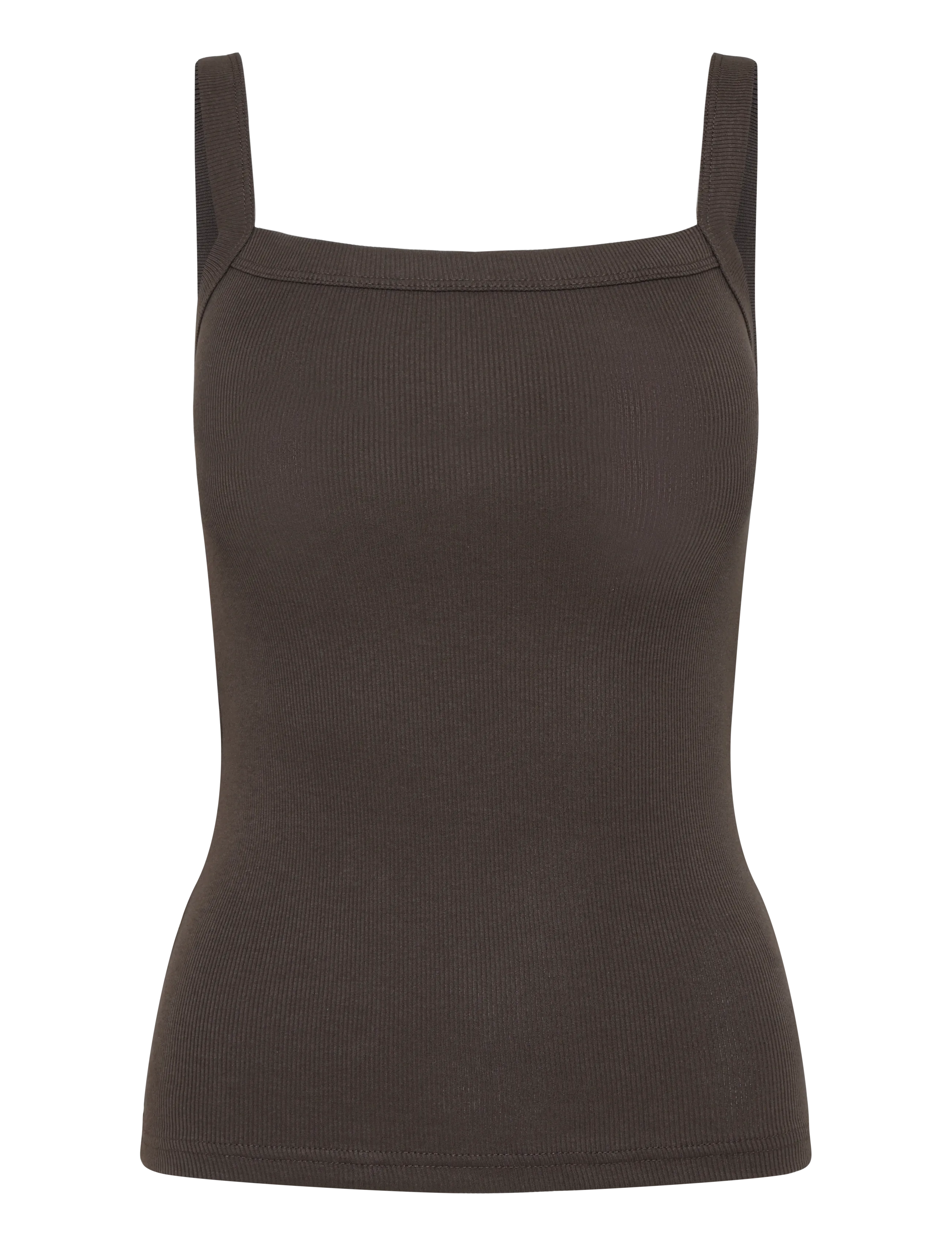 Gina Tricot Tight fit rib singlet - Kampanj - SEAL BROWN (7083) / brown