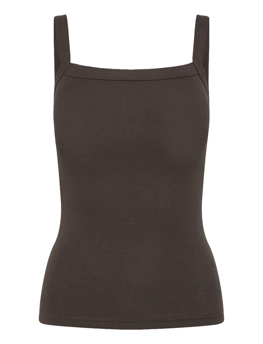 Gina Tricot - Tight fit rib singlet - Ärmellose tops - seal brown (7083) - 1