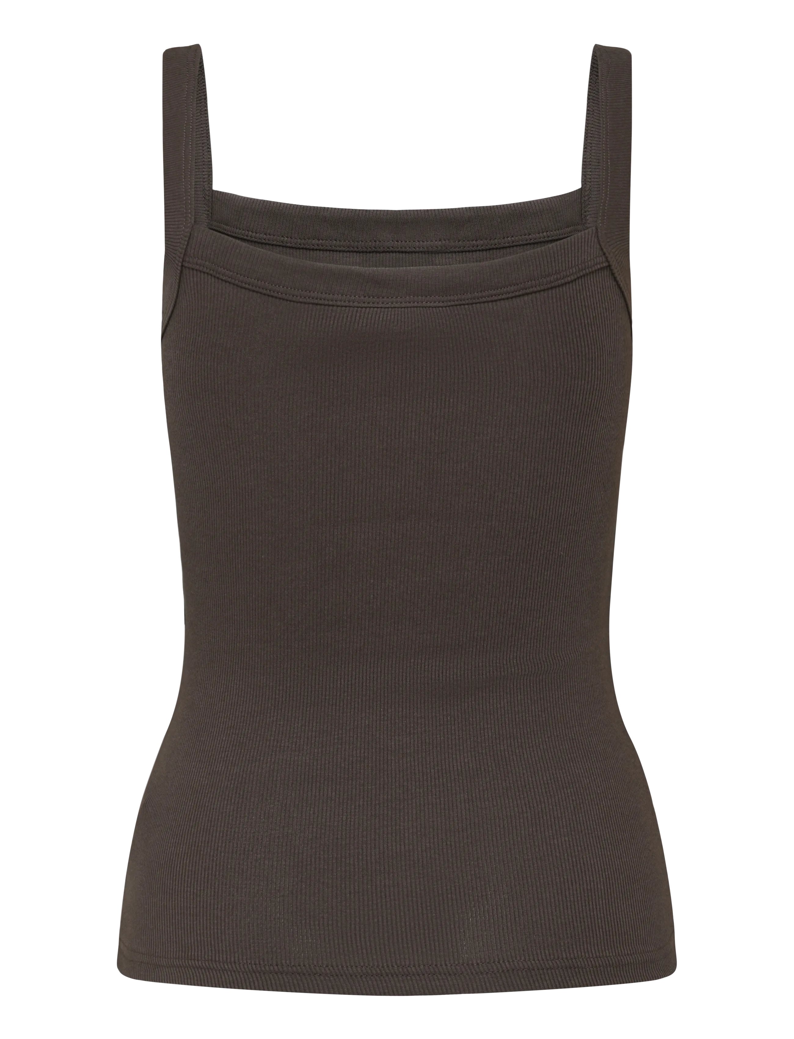 Gina Tricot - Tight fit rib singlet - linnen - seal brown (7083) - 1