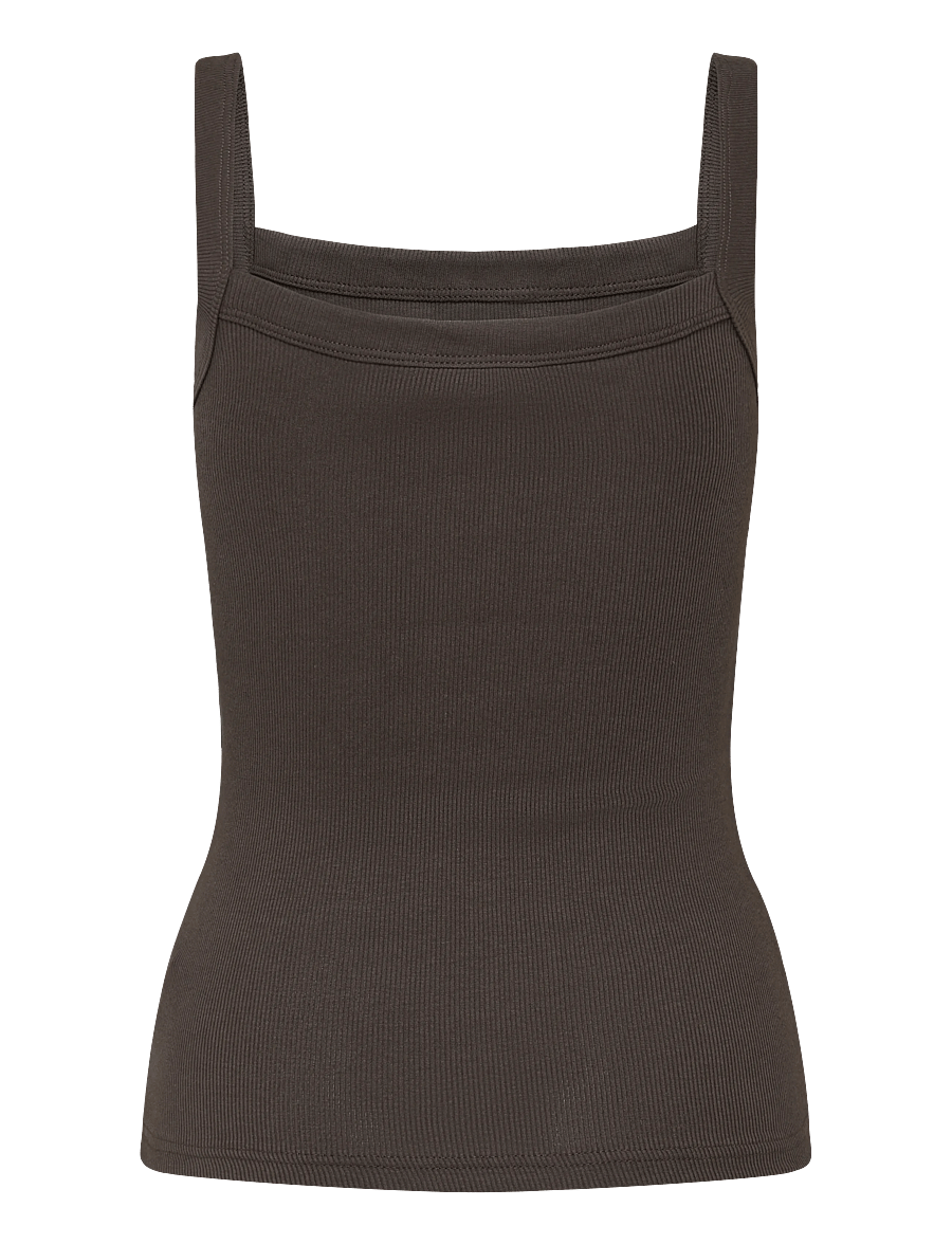 Gina Tricot - Tight fit rib singlet - Ärmellose tops - seal brown (7083) - 2