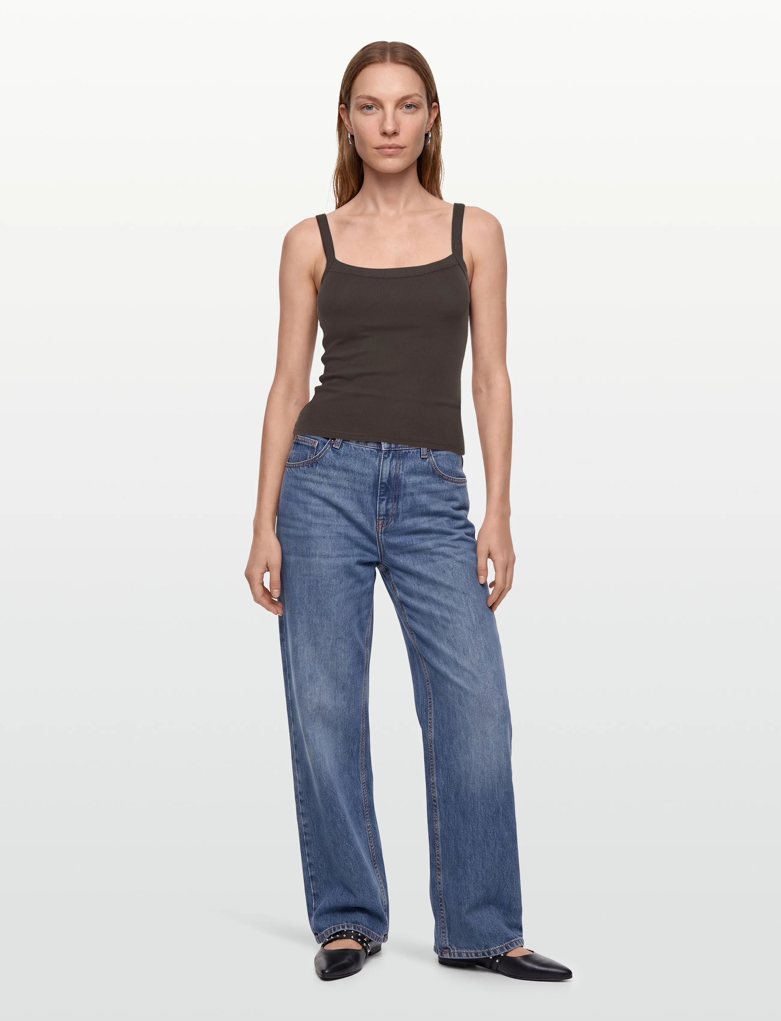 Gina Tricot - Tight fit rib singlet - Ärmellose tops - seal brown (7083) - 0