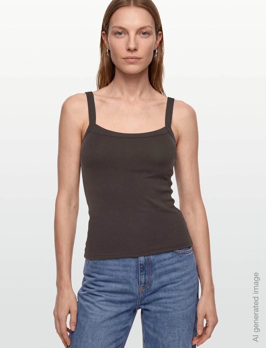 Gina Tricot - Tight fit rib singlet - Ärmellose tops - seal brown (7083) - 3