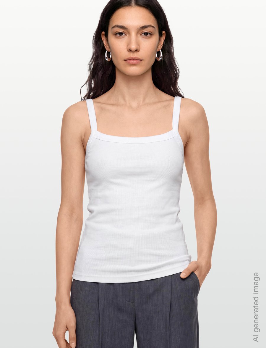 Gina Tricot - Tight fit rib singlet - sleeveless tops - white (1000) - 3