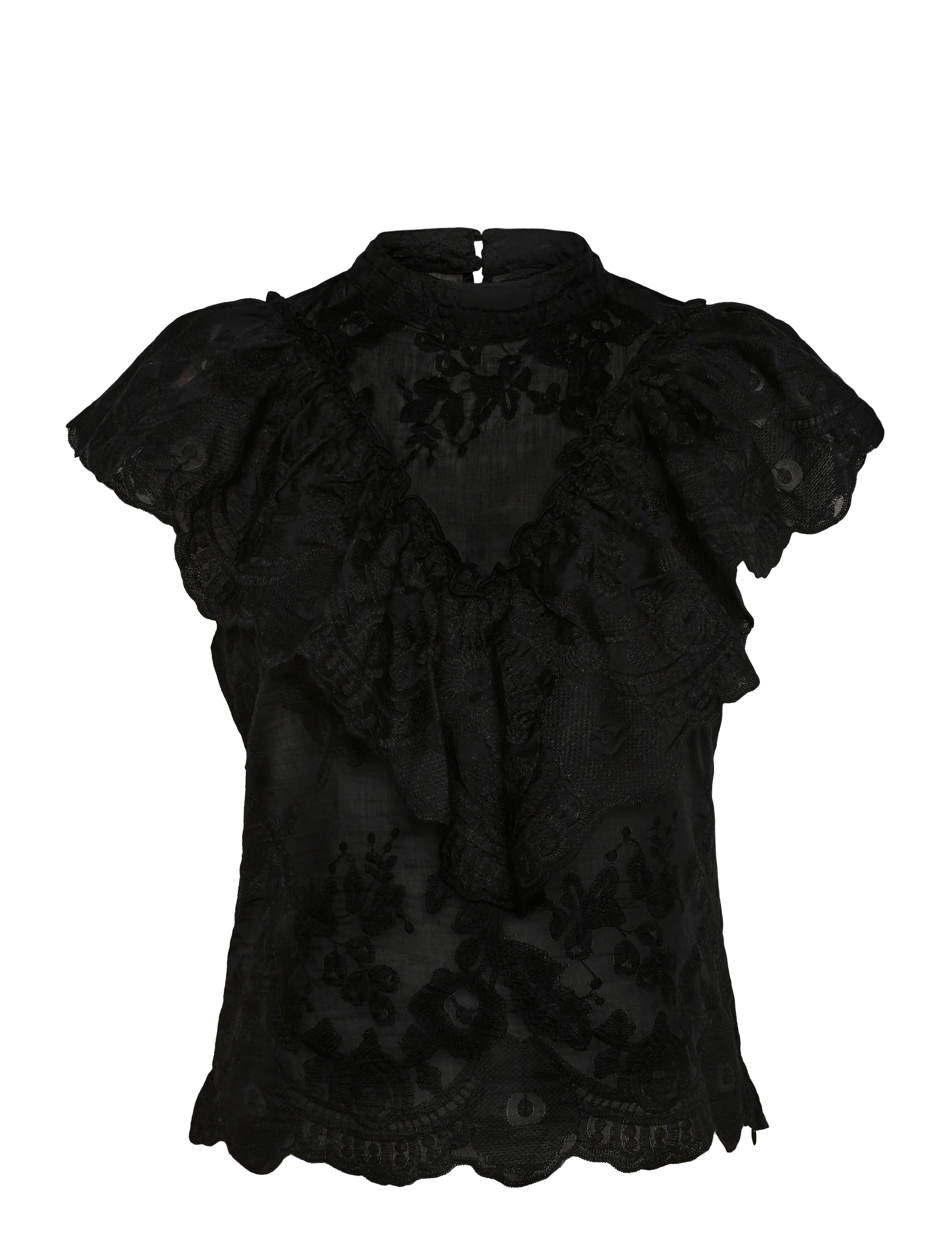 Gina Tricot Frill blouse - Kortärmade blusar - BLACK (9000) / black