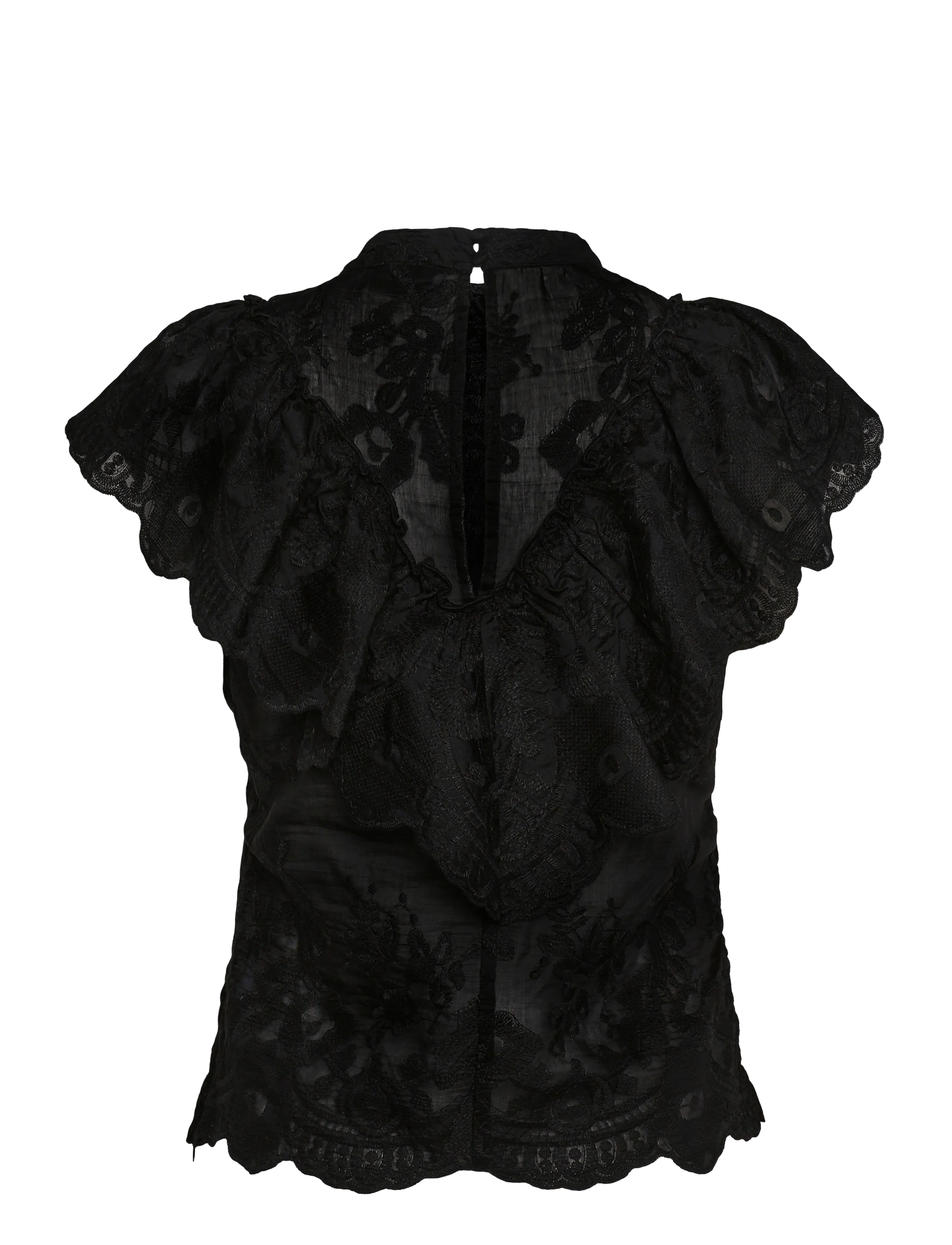 Gina Tricot - Frill blouse - kortärmade blusar - black (9000) - 1