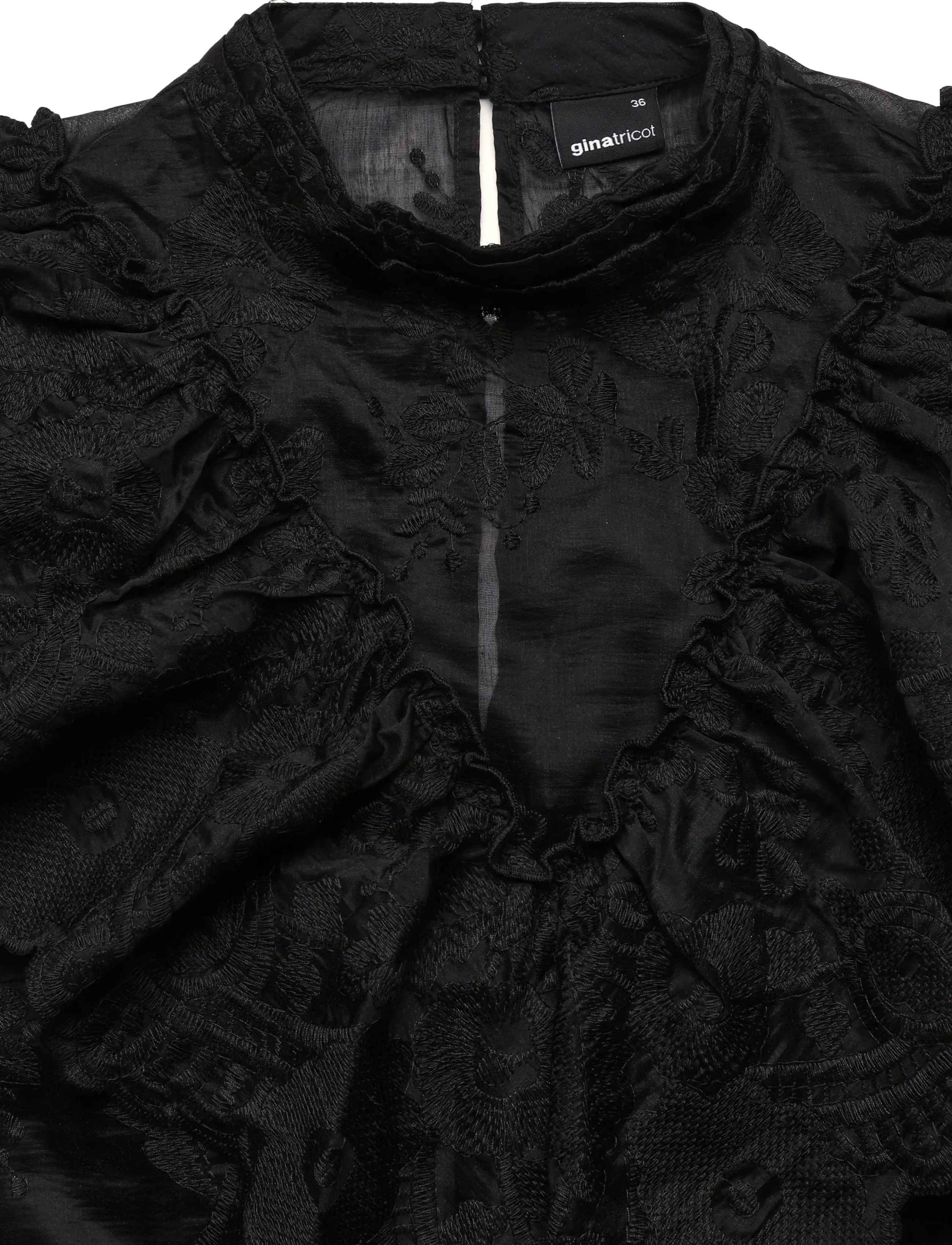 Gina Tricot - Frill blouse - kortärmade blusar - black (9000) - 2