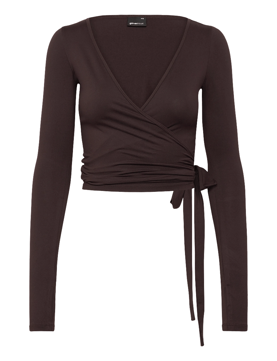Gina Tricot - Soft wrap yoga cardigan - langärmlige tops - chocolate plum (4015) - 1