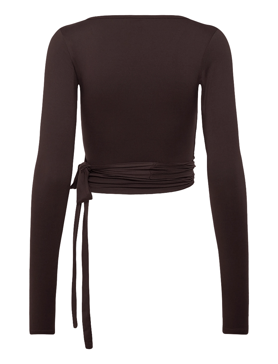 Gina Tricot - Soft wrap yoga cardigan - langärmlige tops - chocolate plum (4015) - 2