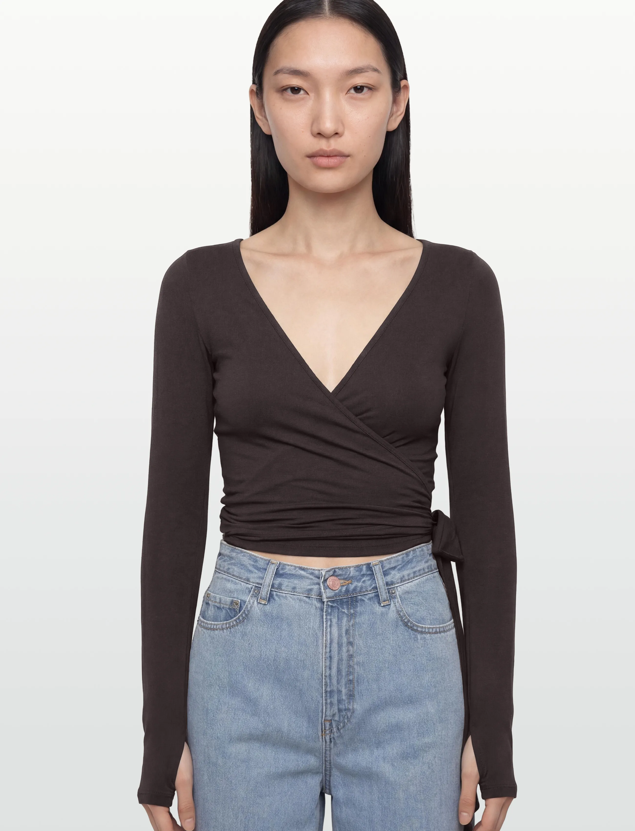 Gina Tricot - Soft wrap yoga cardigan - langærmede toppe - chocolate plum (4015) - 3
