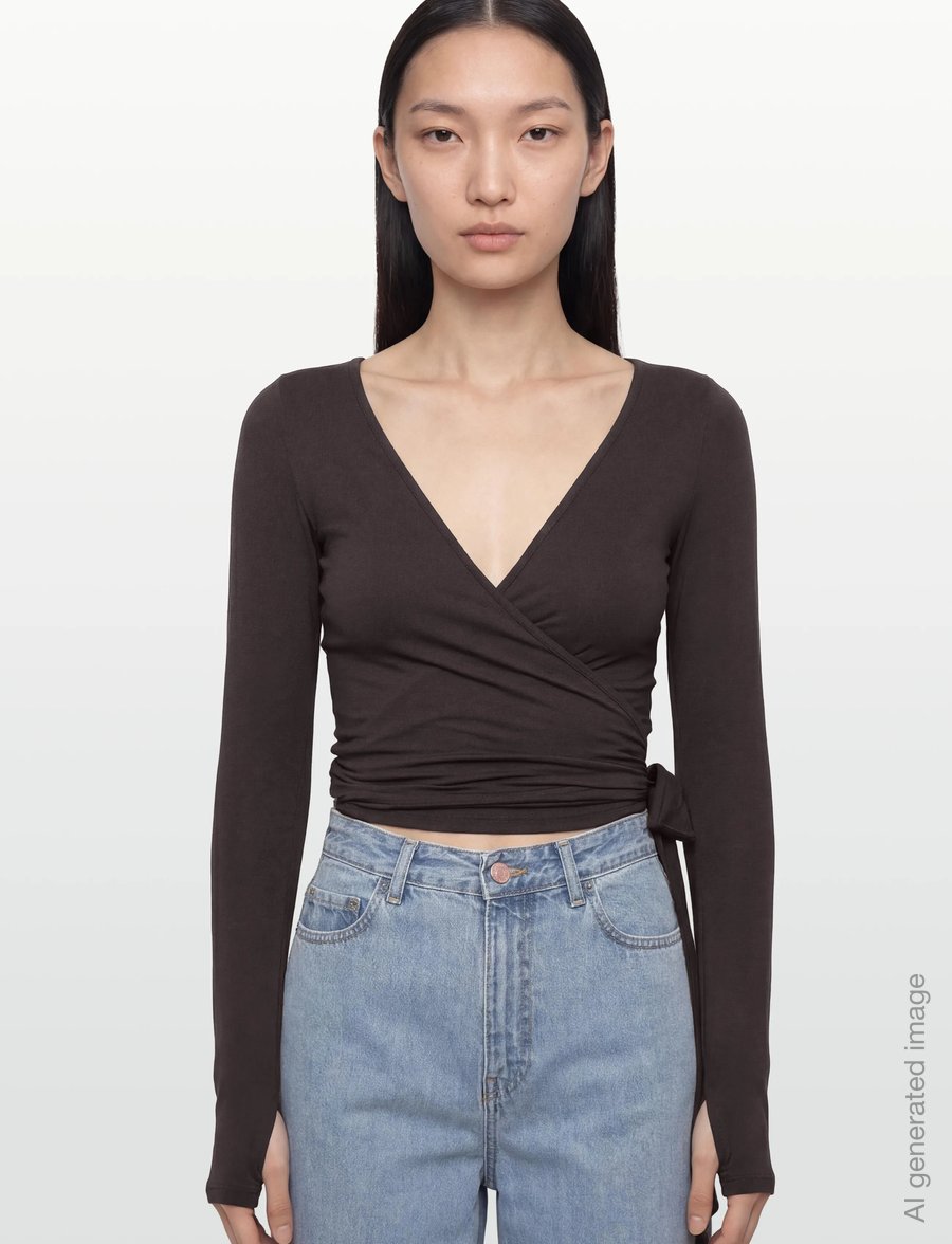 Gina Tricot - Soft wrap yoga cardigan - langärmlige tops - chocolate plum (4015) - 3